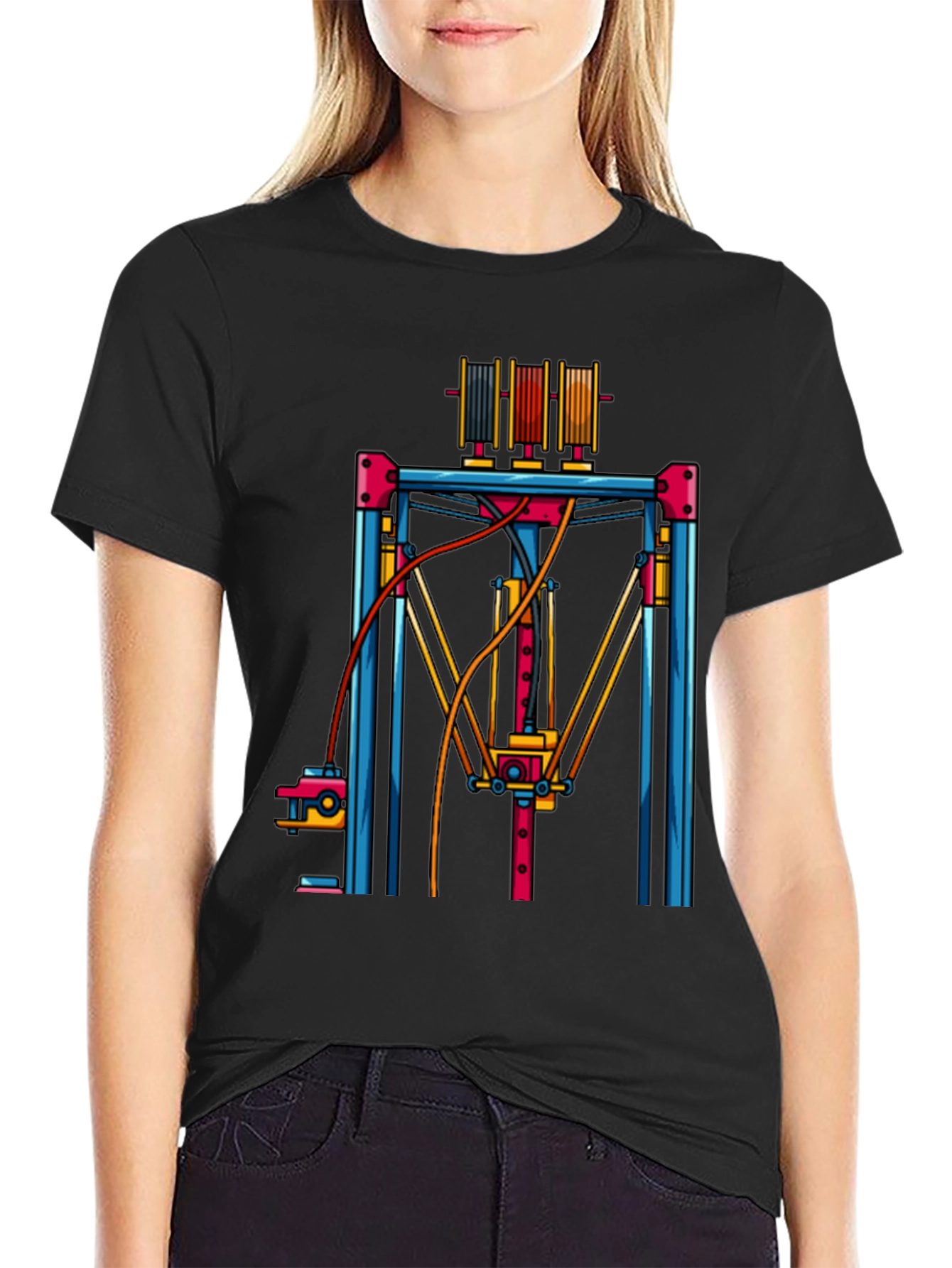3D Printer Graphic T-Shirt - Black Tee