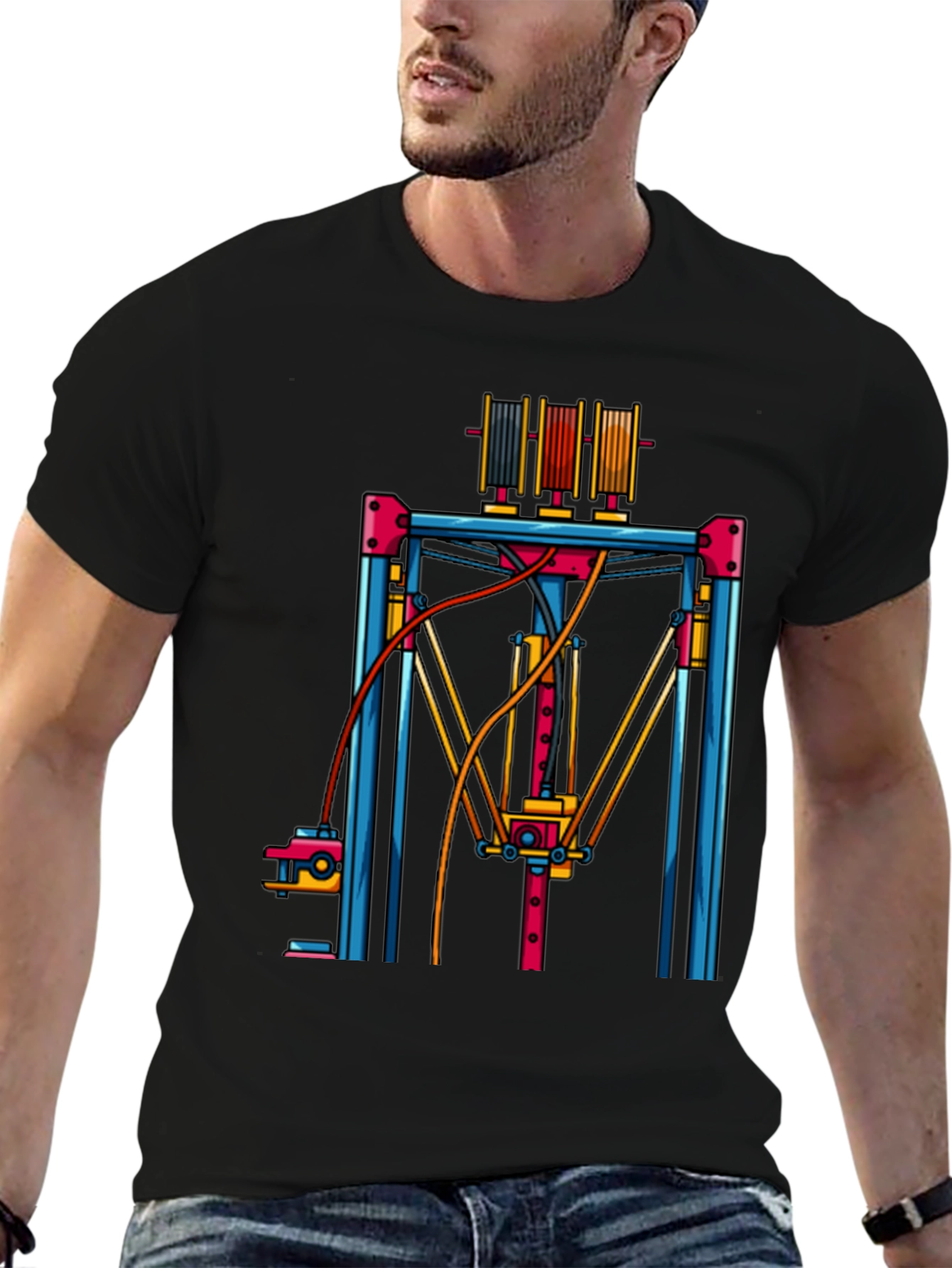 3D Printer Graphic T-Shirt - Black Tee