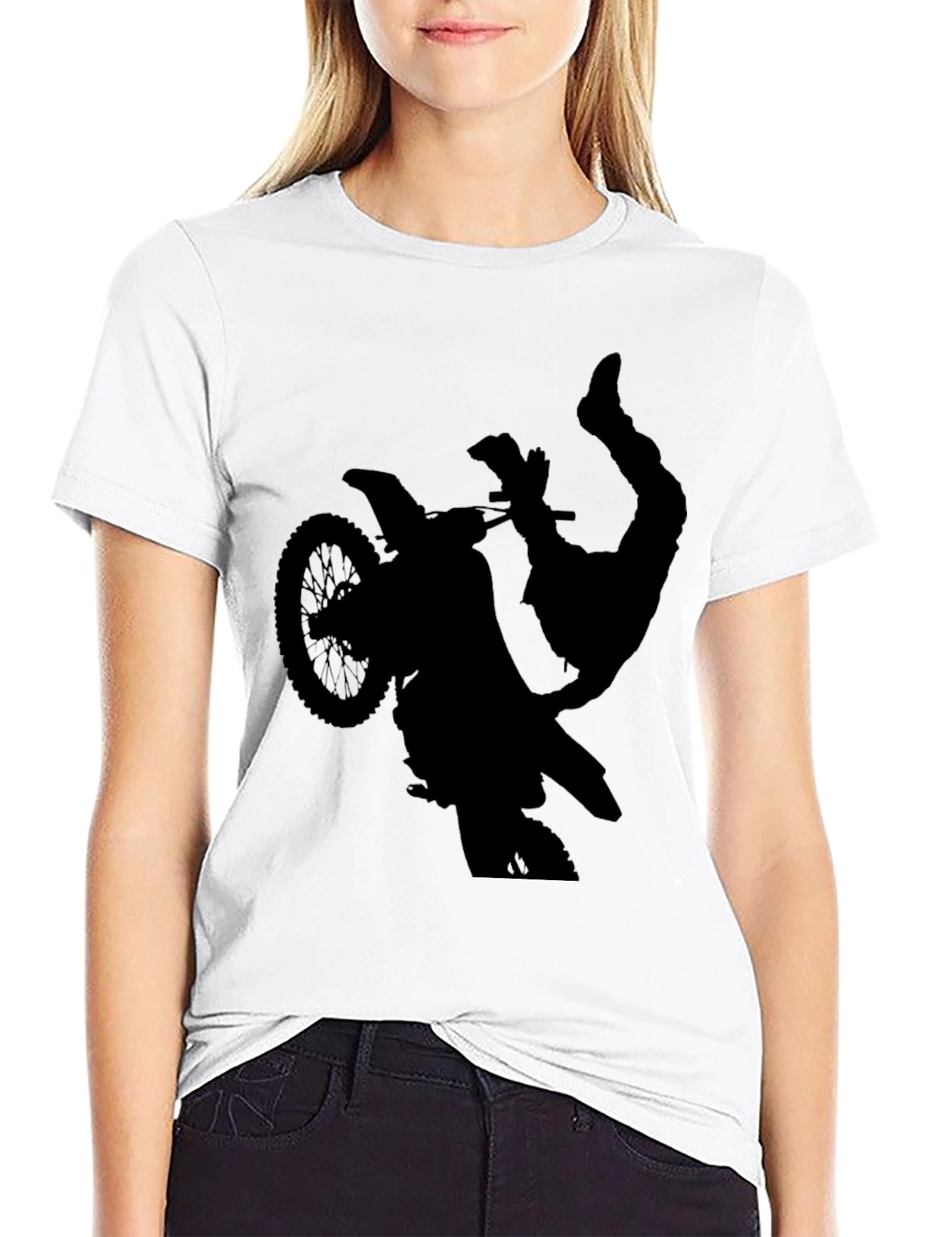 Black Silhouette Motocross Stunt T-Shirt