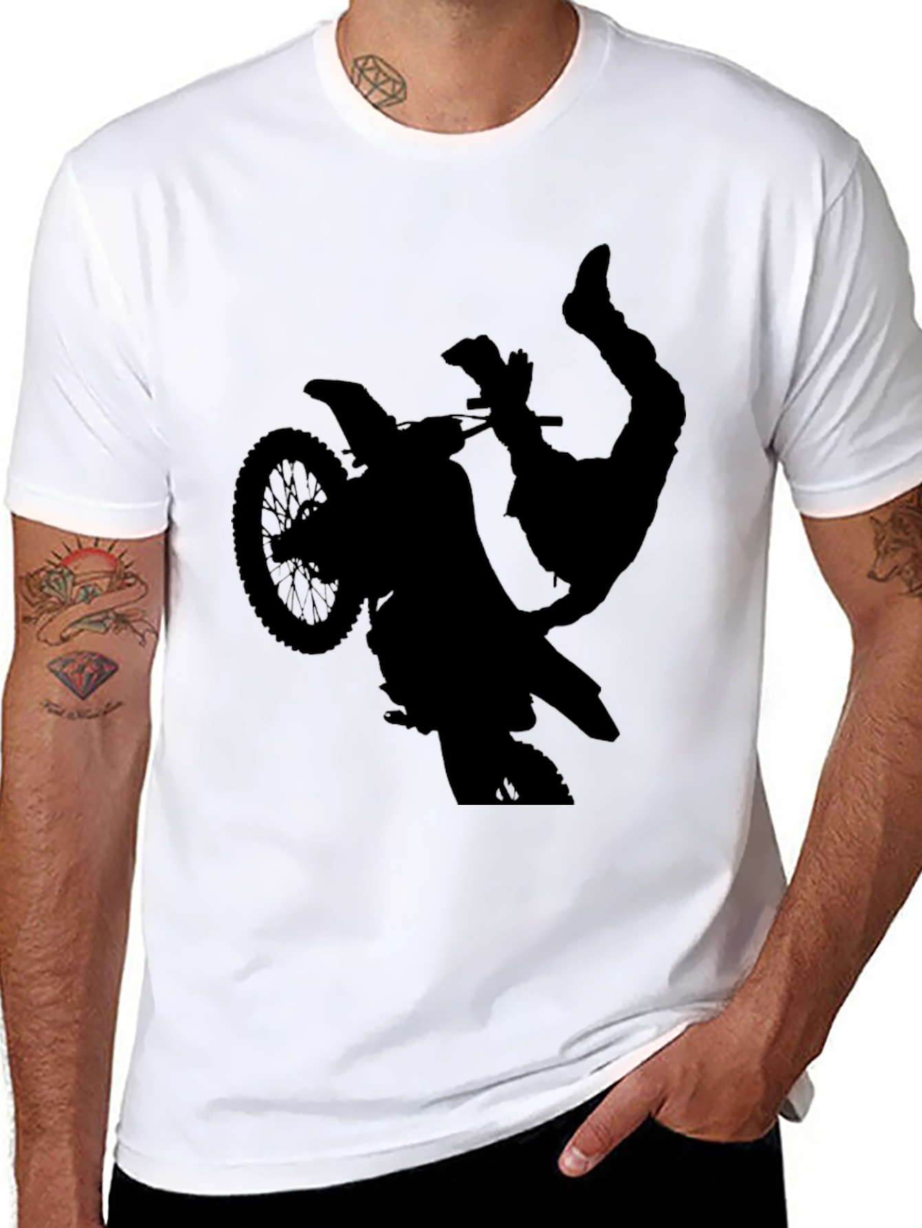 Black Silhouette Motocross Stunt T-Shirt