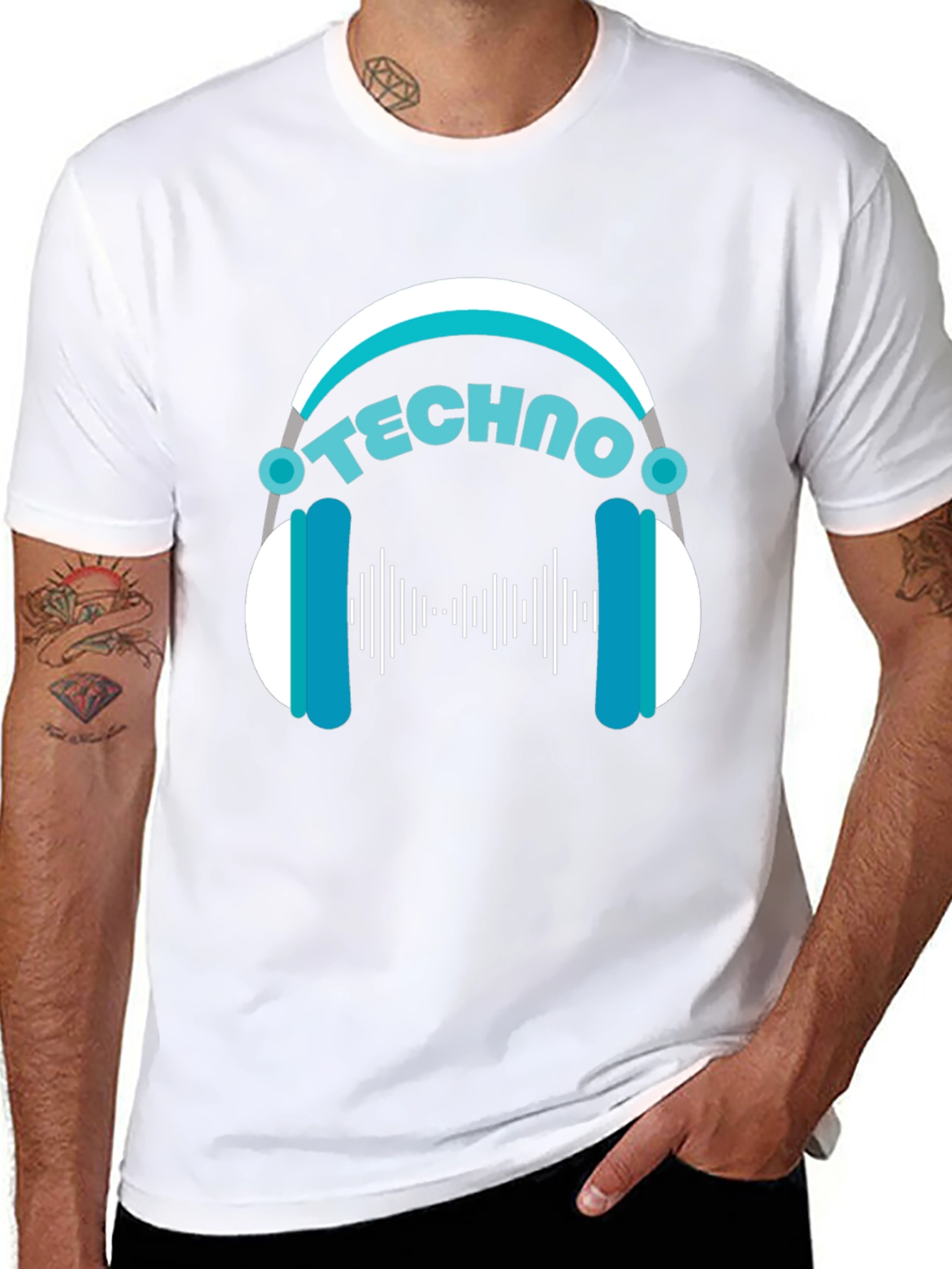 Techno Music T-Shirt - DJ Headphone Design