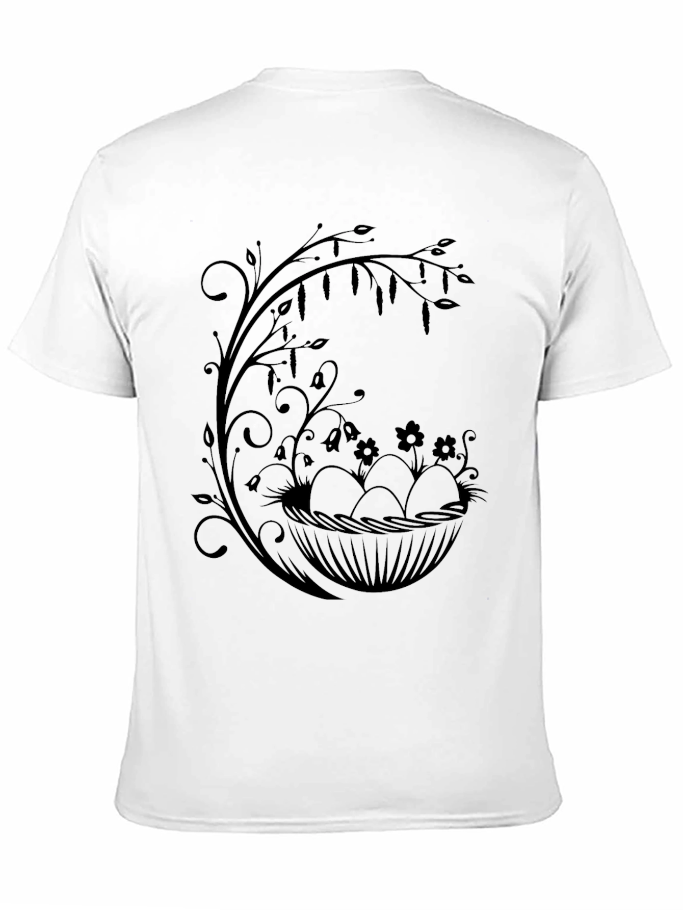 Floral Easter Egg Nest Graphic Tee - Black