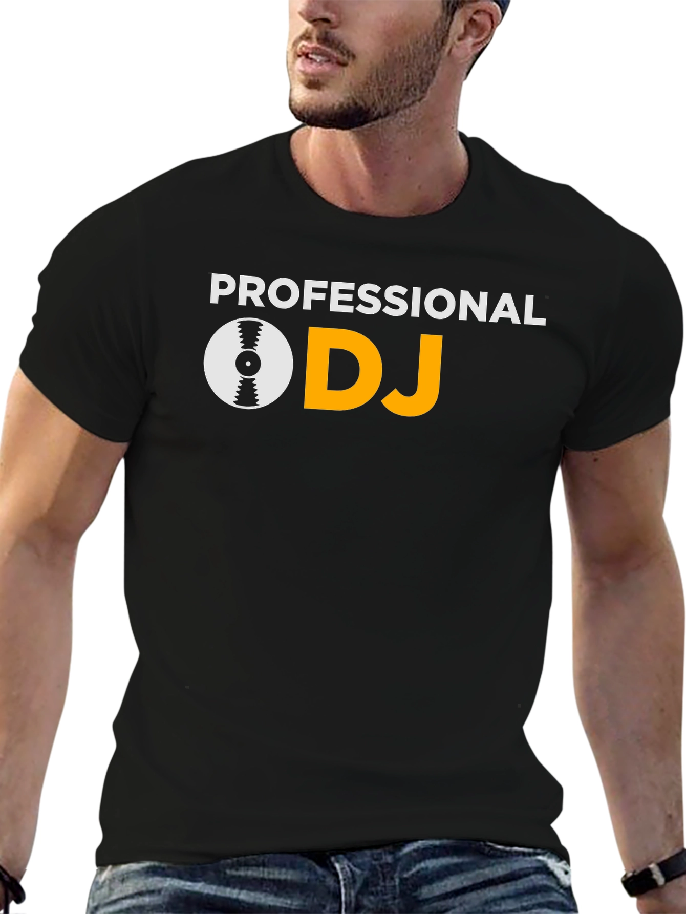 Professional DJ Graphic Tee - Black Cotton