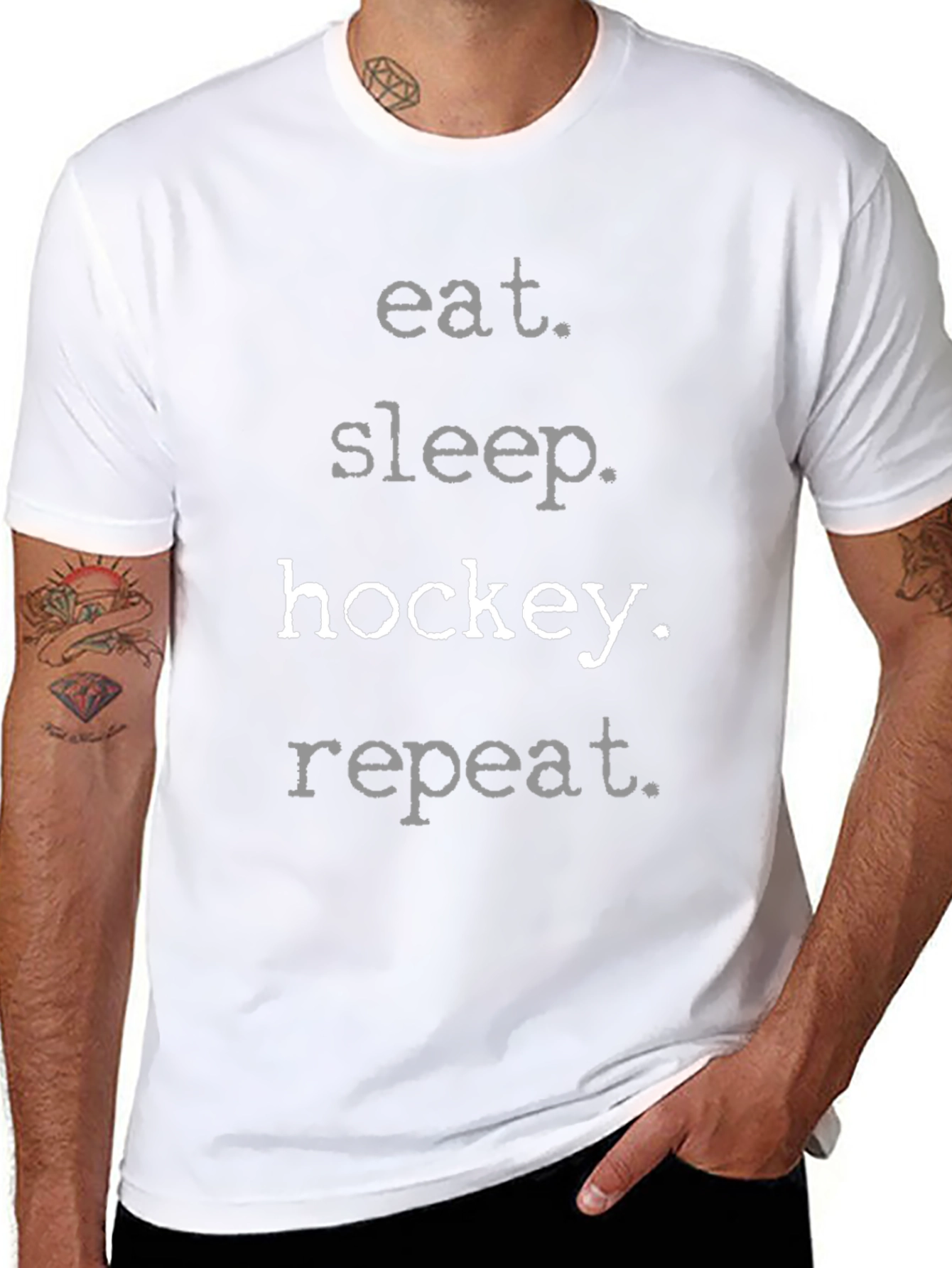 Eat Sleep Hockey Repeat Black T-Shirt