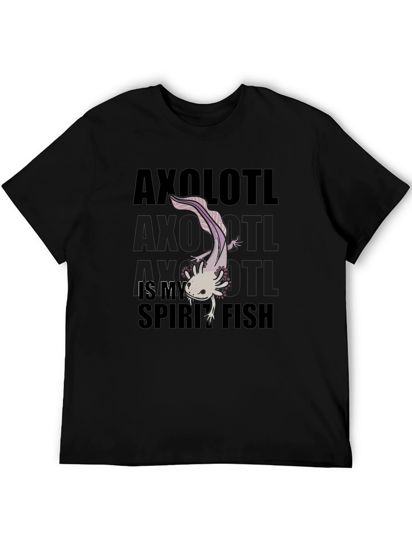 Axolotl Spirit Fish Black Graphic T-Shirt
