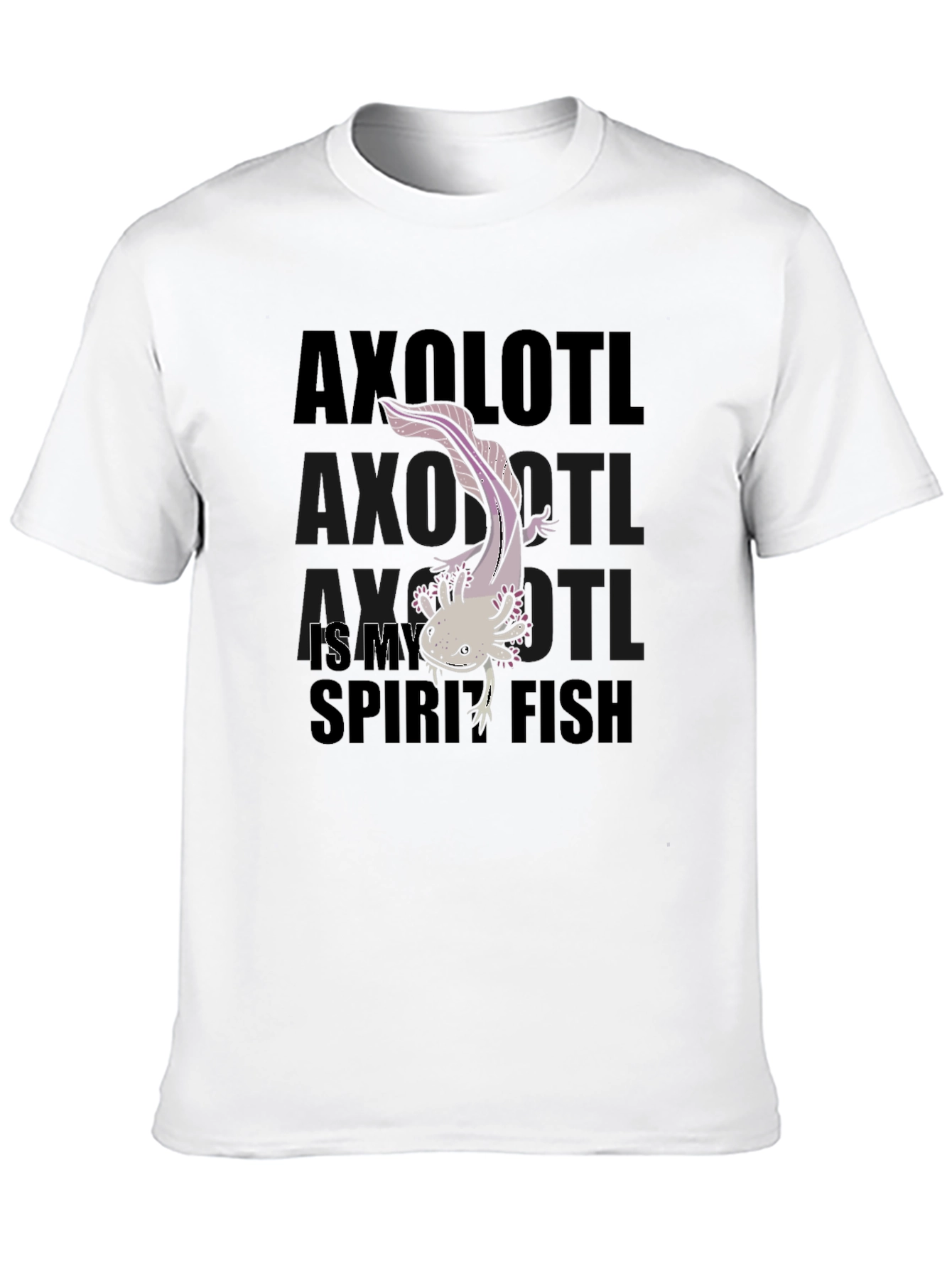Axolotl Spirit Fish Black Graphic T-Shirt