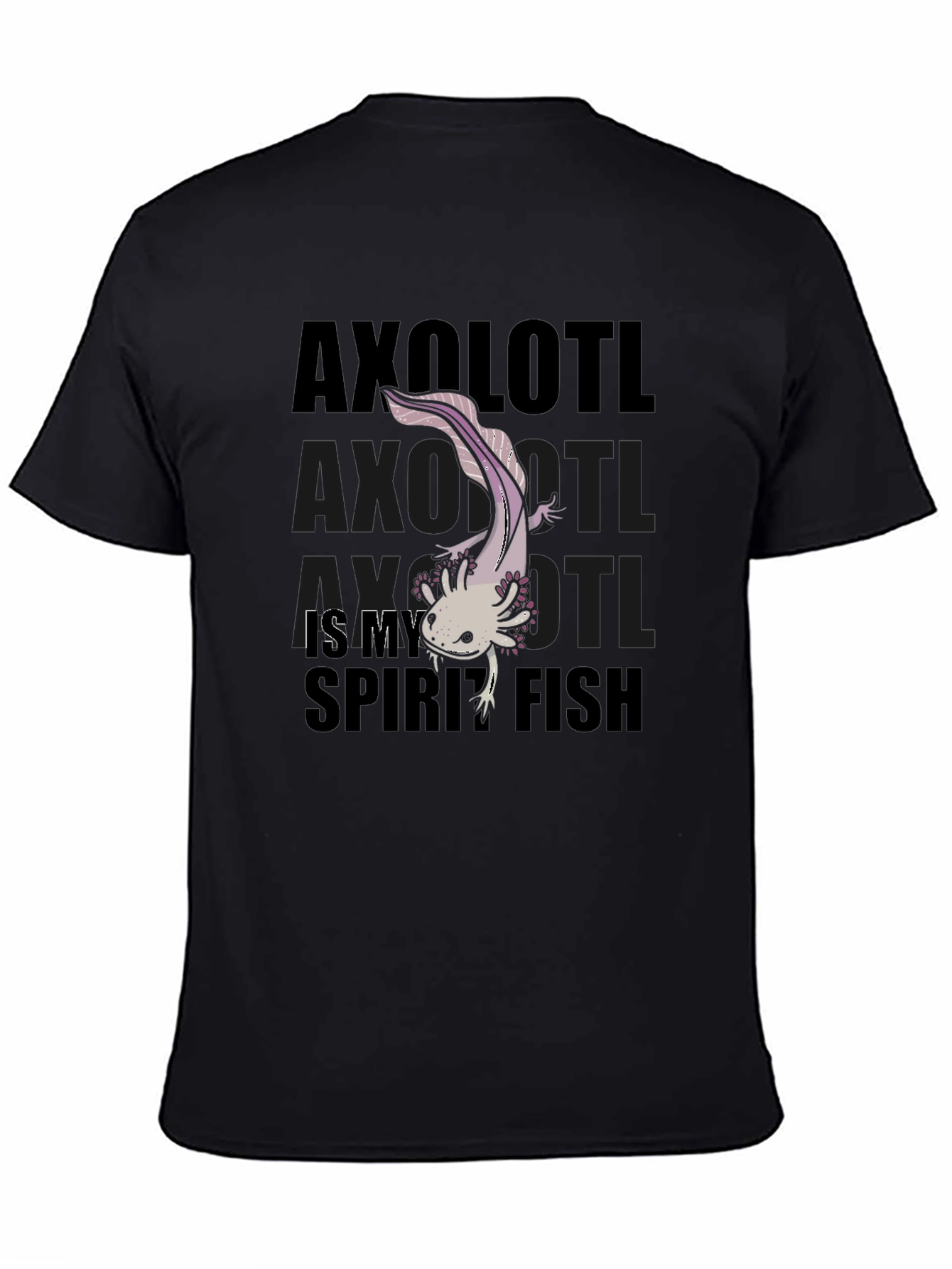 Axolotl Spirit Fish Black Graphic T-Shirt