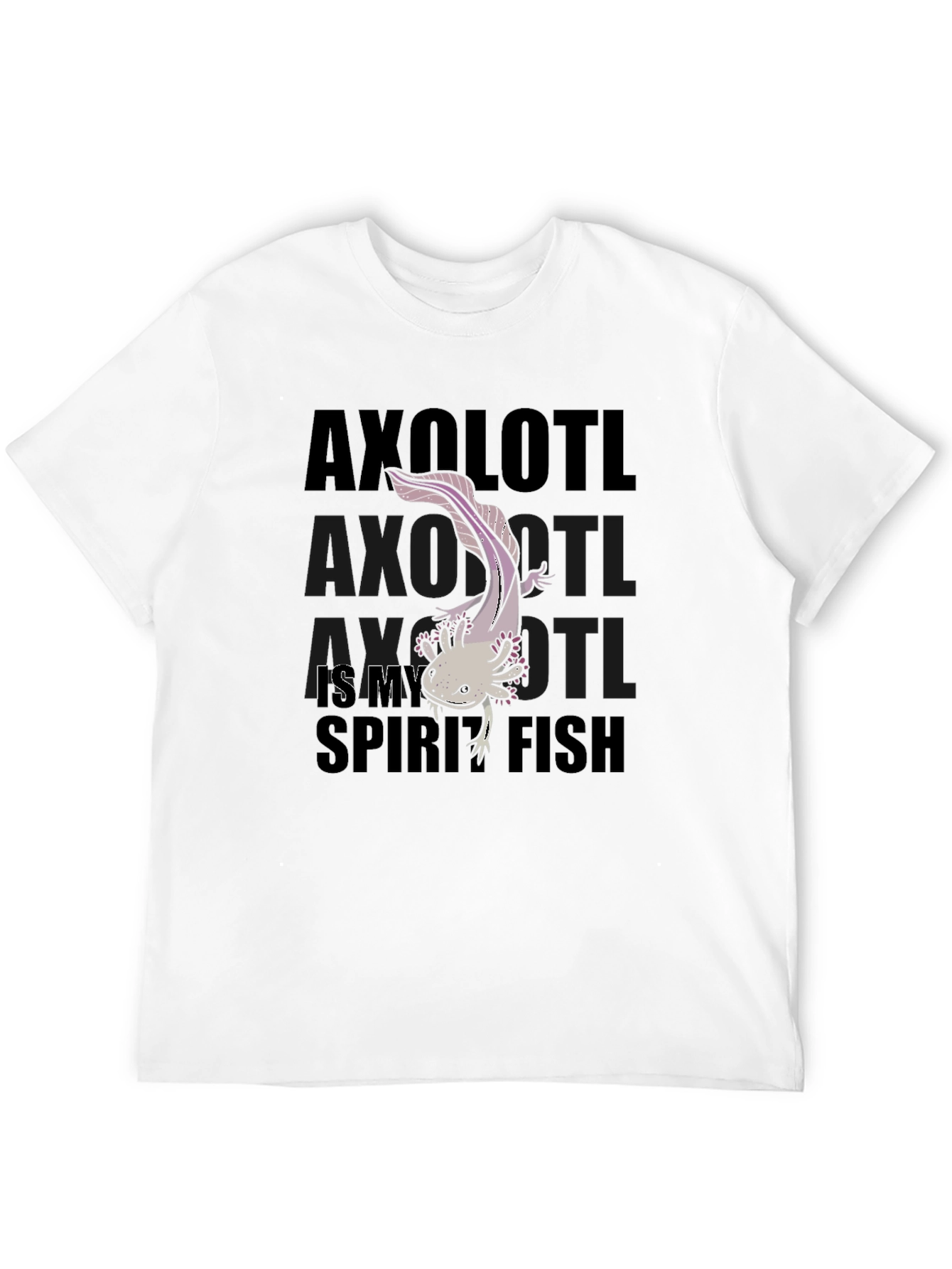 Axolotl Spirit Fish Black Graphic T-Shirt
