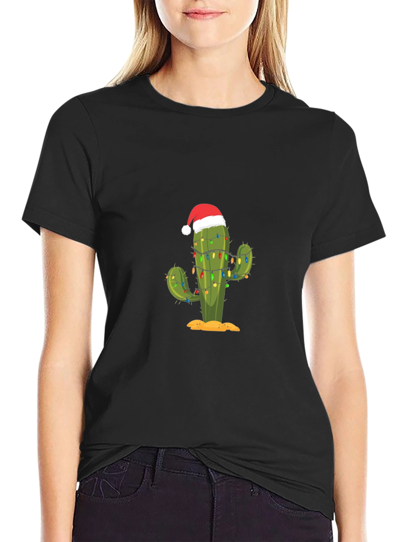 Festive Cactus Tee: Holiday Desert Style