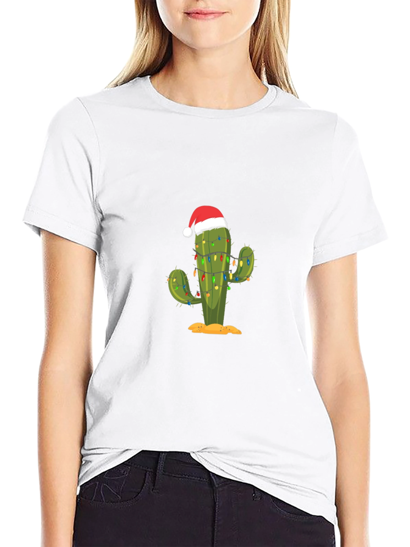 Festive Cactus Tee: Holiday Desert Style
