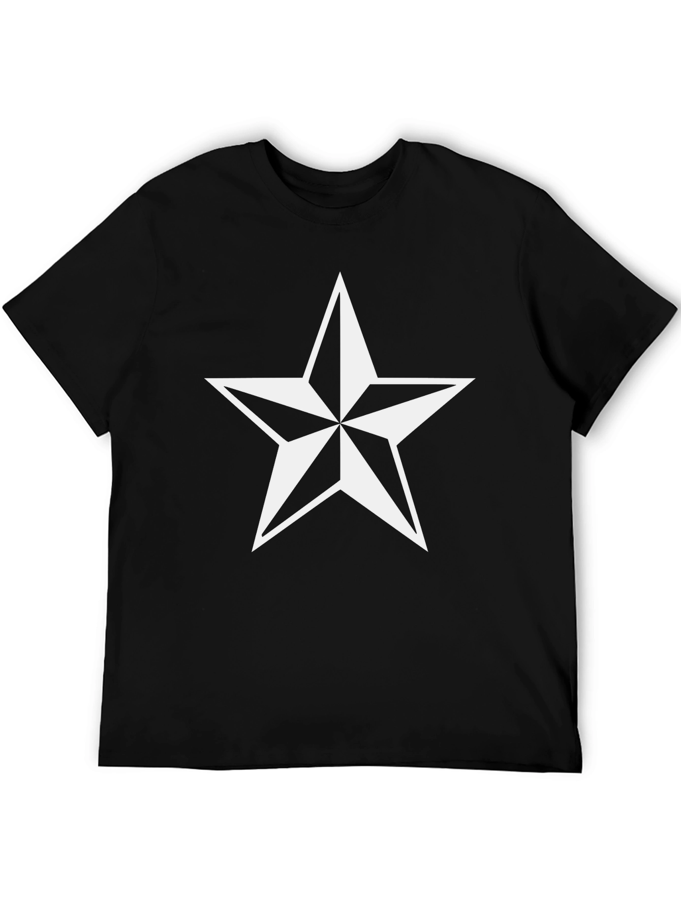 Black Tee with White Star Graphic