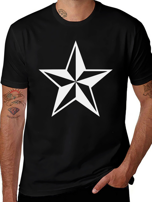 Black Tee with White Star Graphic