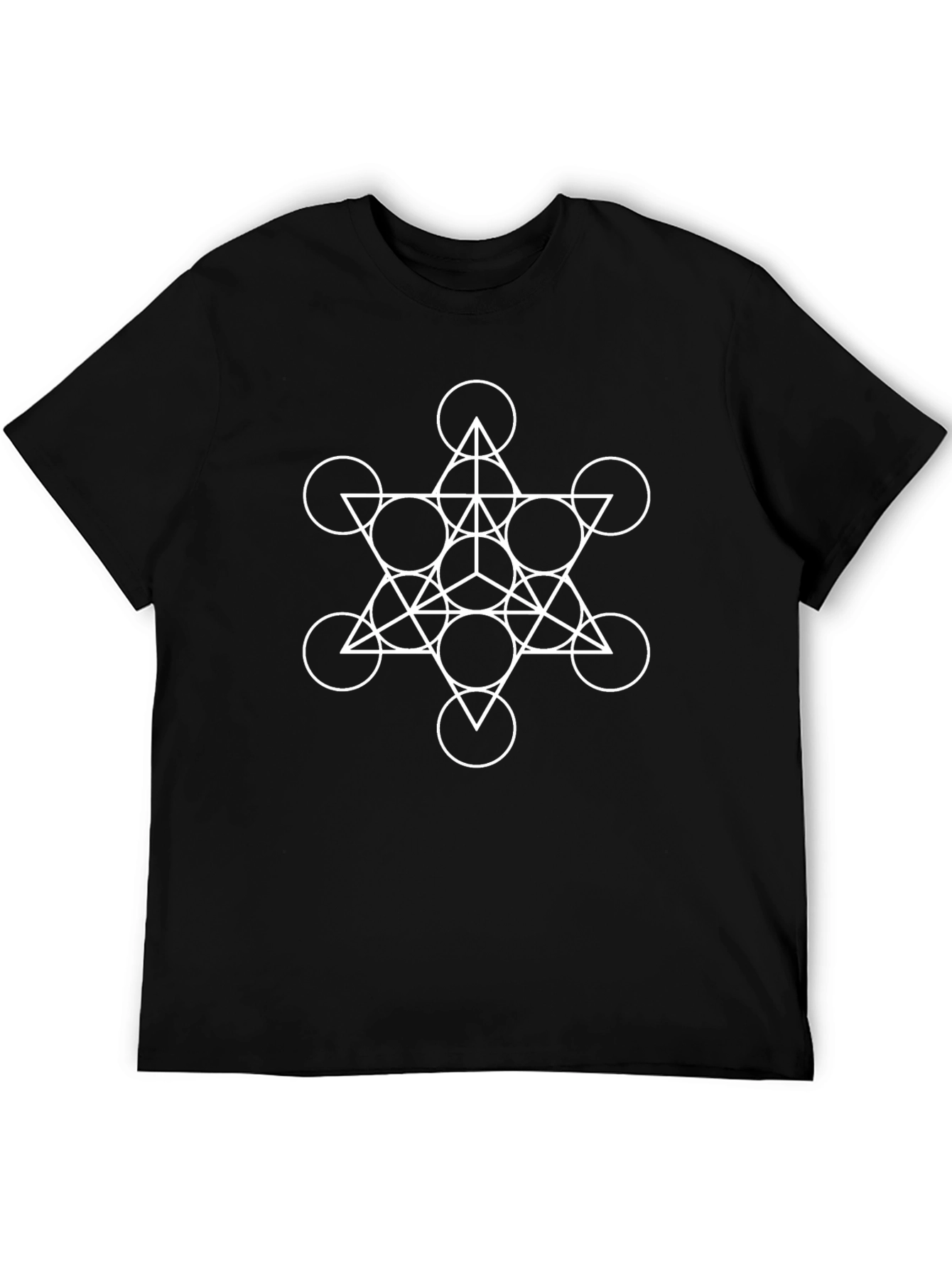 Geometric Design Black T-Shirt for Men