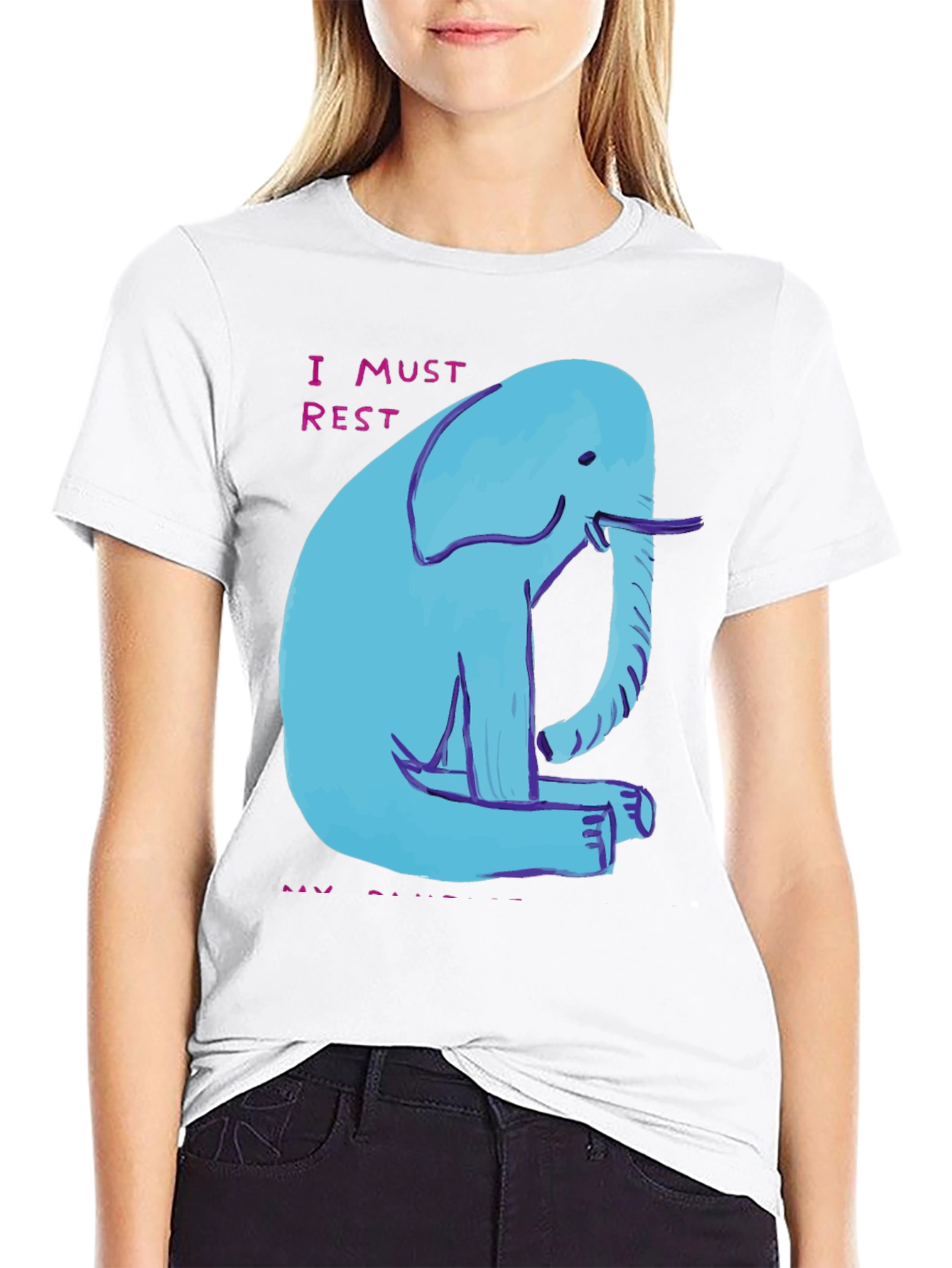 Blue Elephant Graphic Tee - I Must Rest