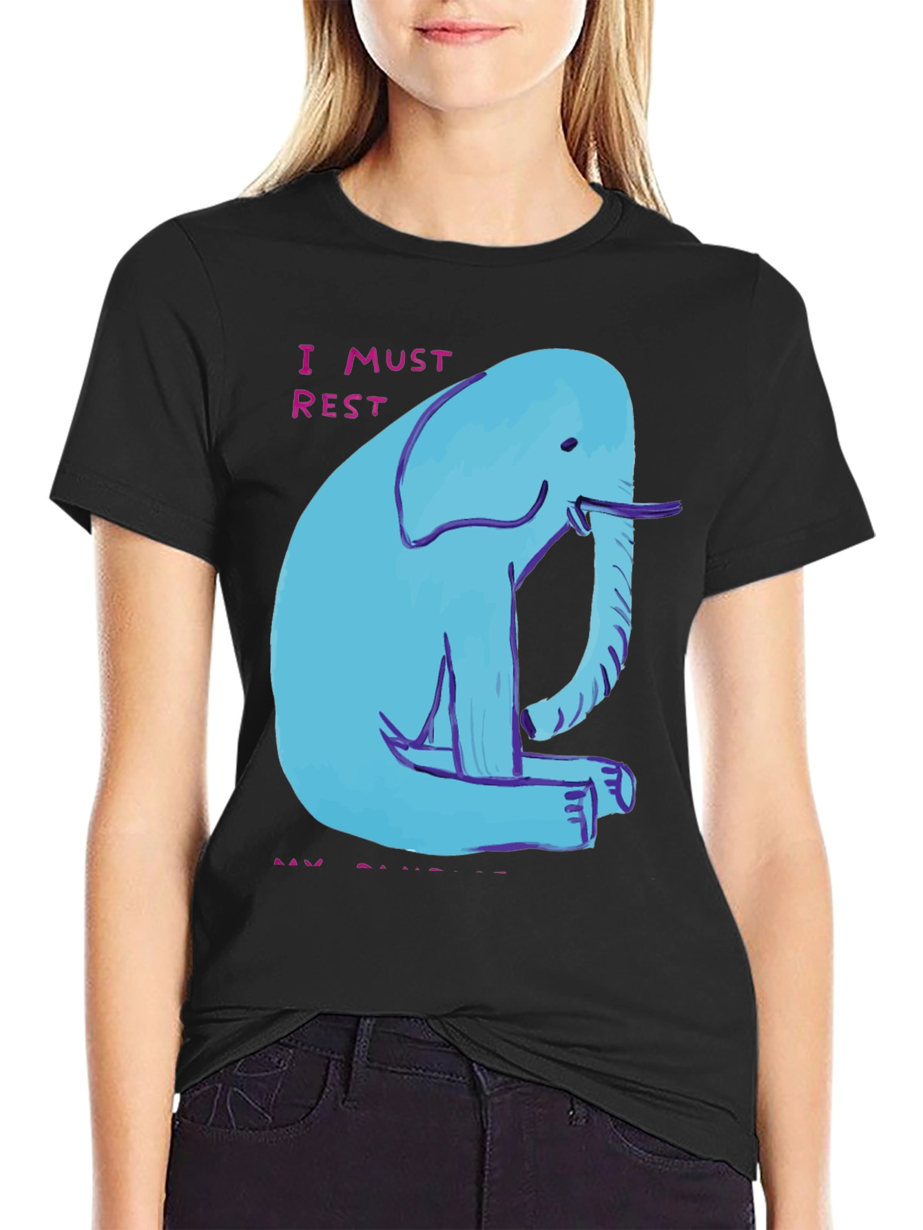 Blue Elephant Graphic Tee - I Must Rest