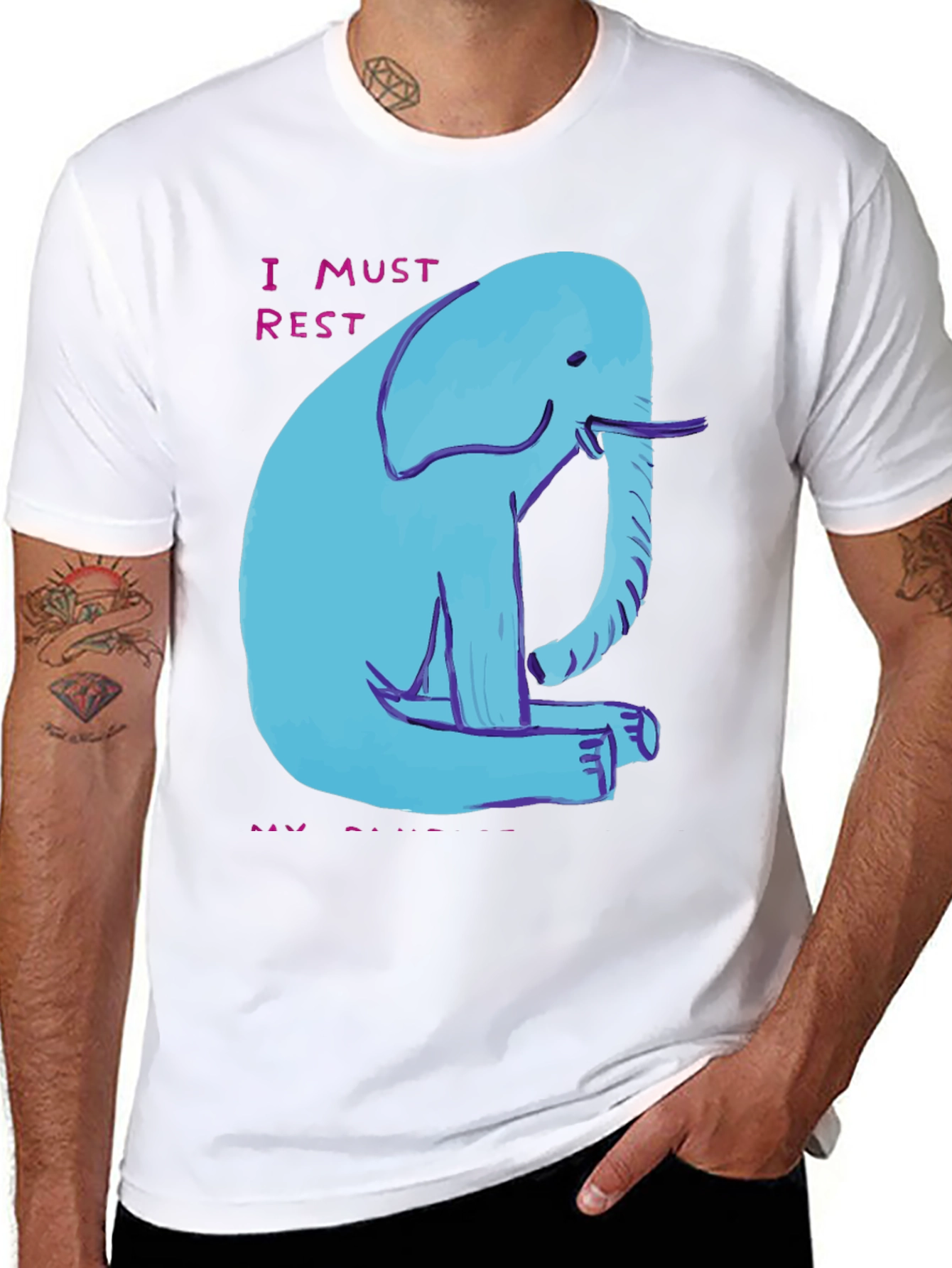 Blue Elephant Graphic Tee - I Must Rest