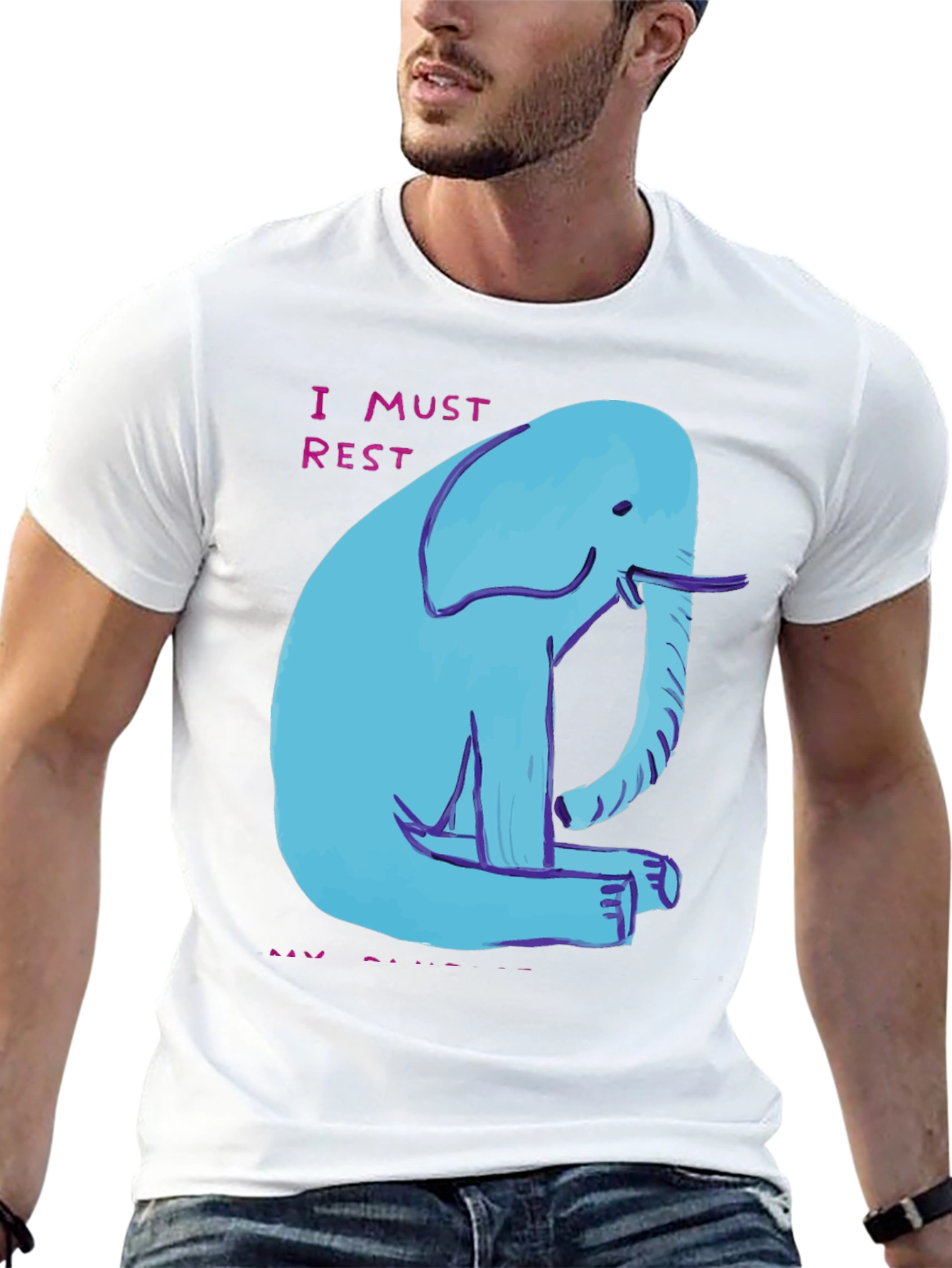 Blue Elephant Graphic Tee - I Must Rest