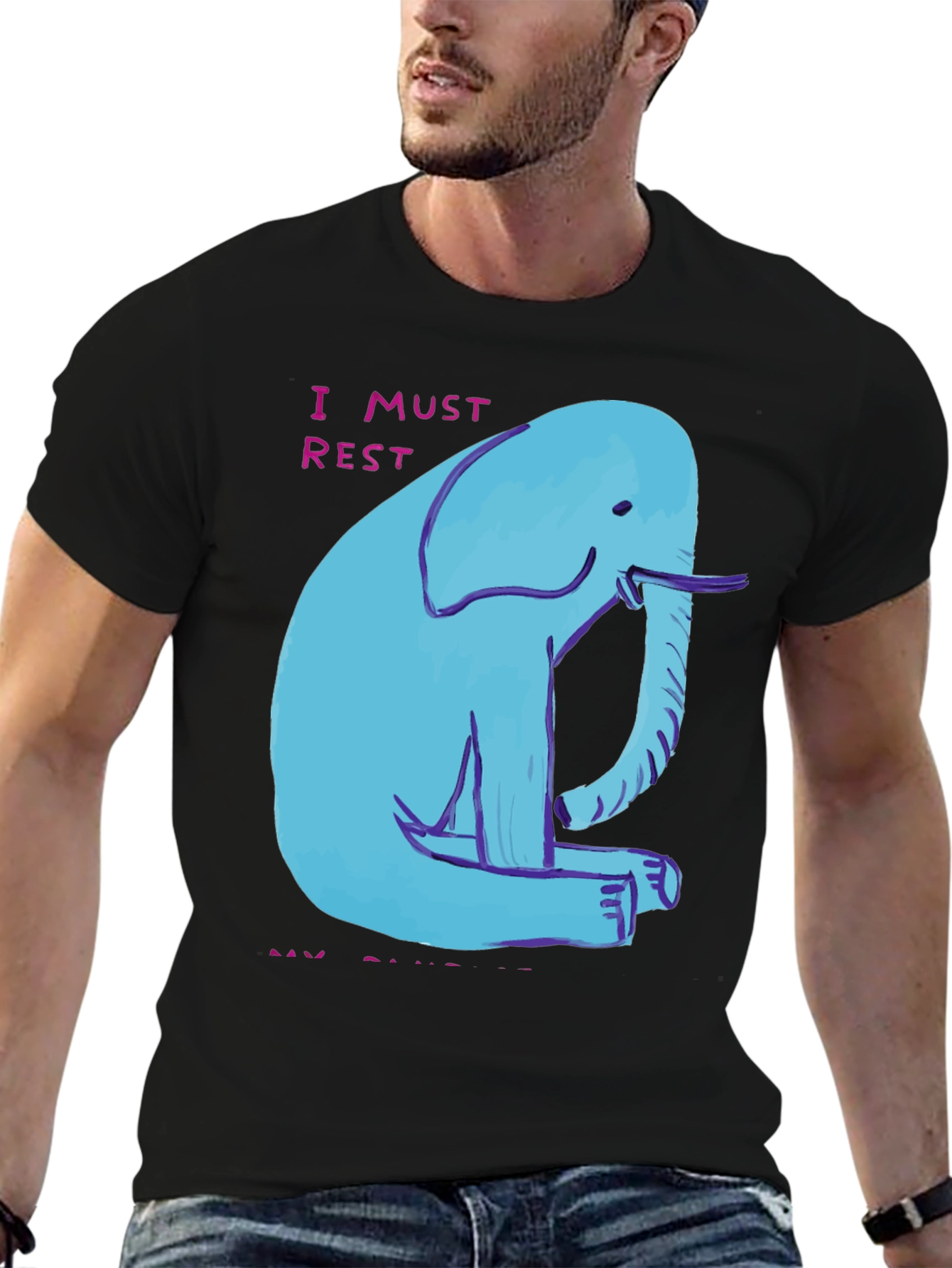 Blue Elephant Graphic Tee - I Must Rest