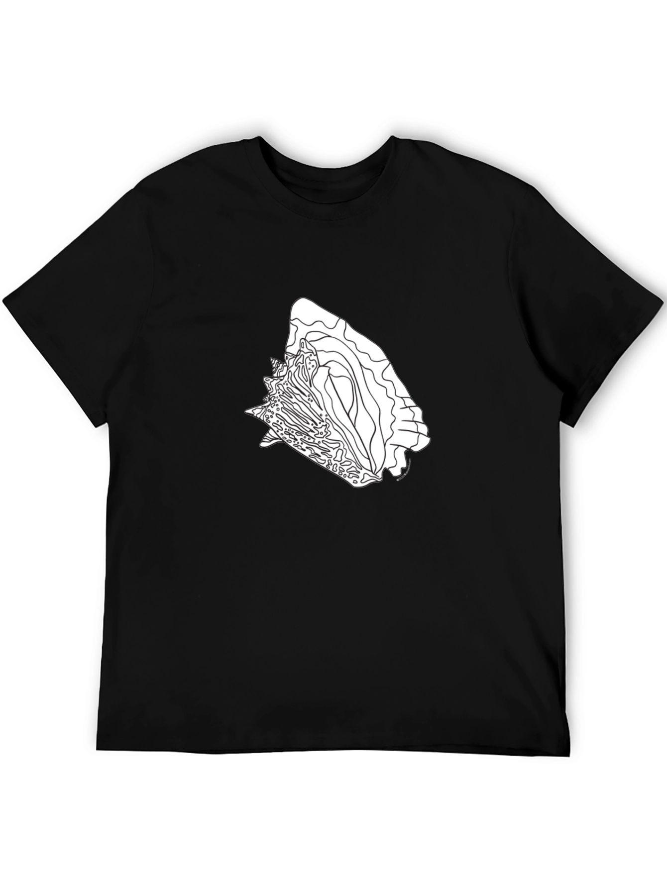 Black Graphic Tee - Abstract Seashell Design