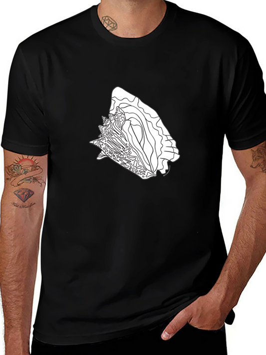 Black Graphic Tee - Abstract Seashell Design