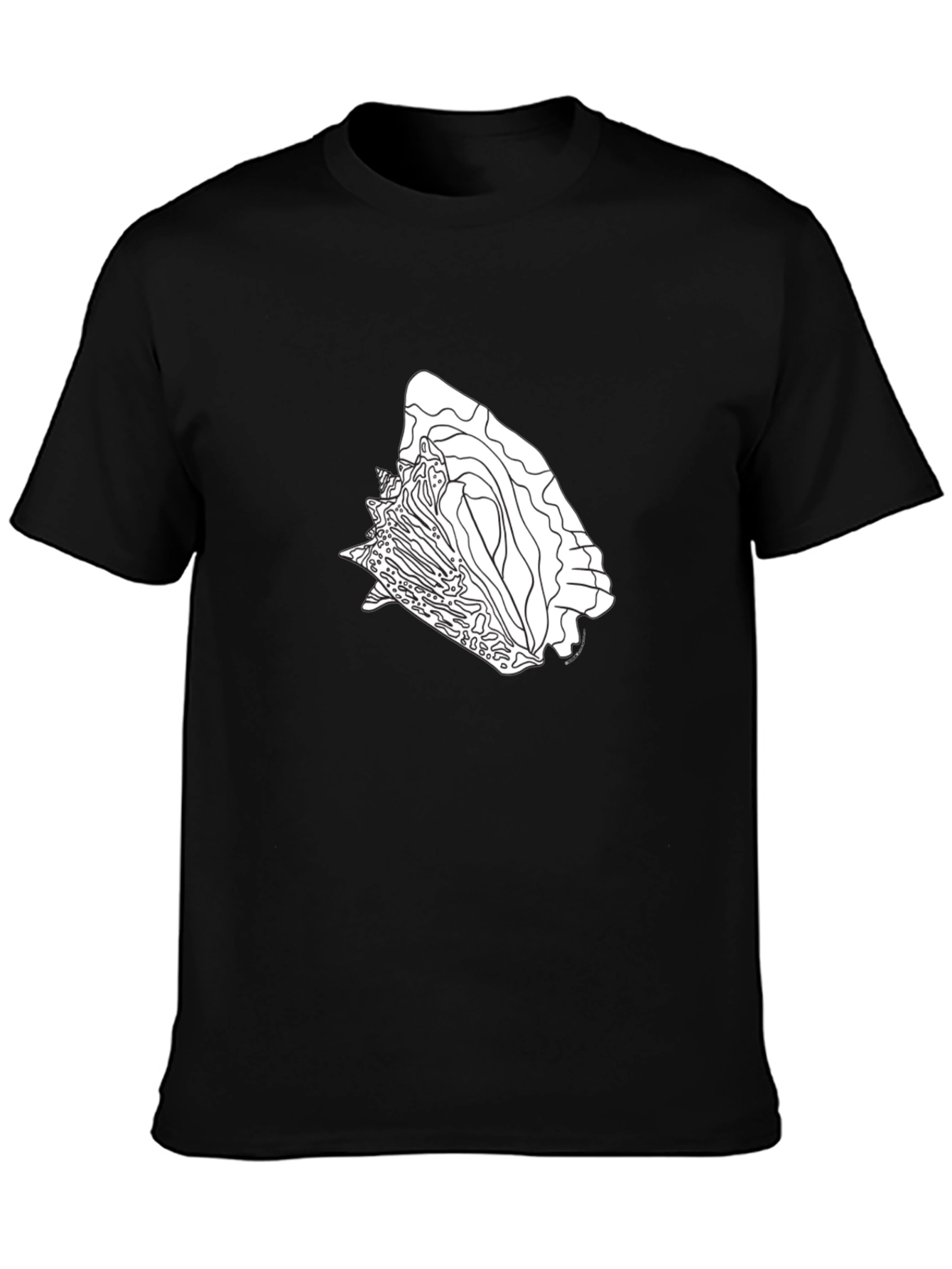 Black Graphic Tee - Abstract Seashell Design