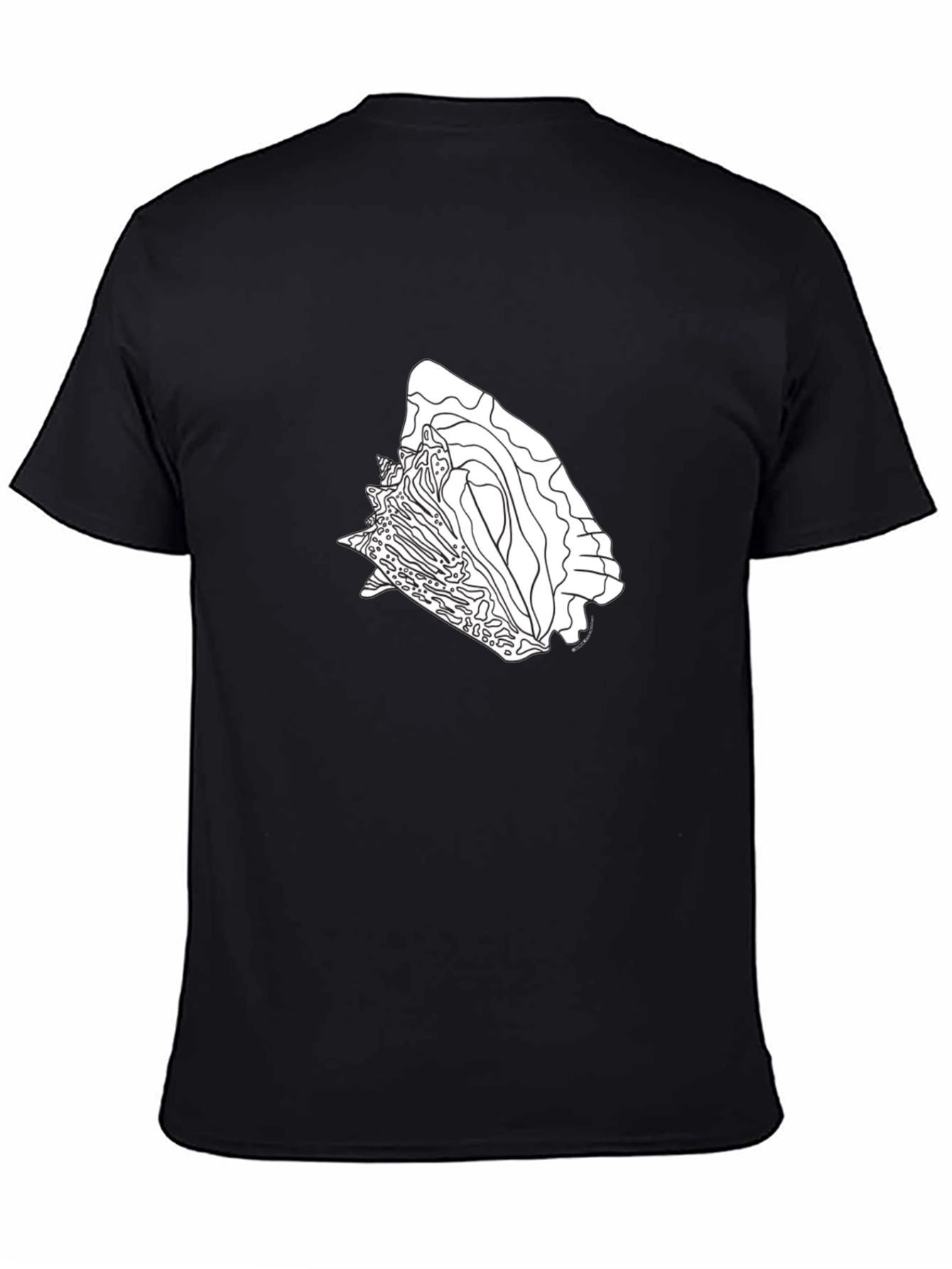 Black Graphic Tee - Abstract Seashell Design