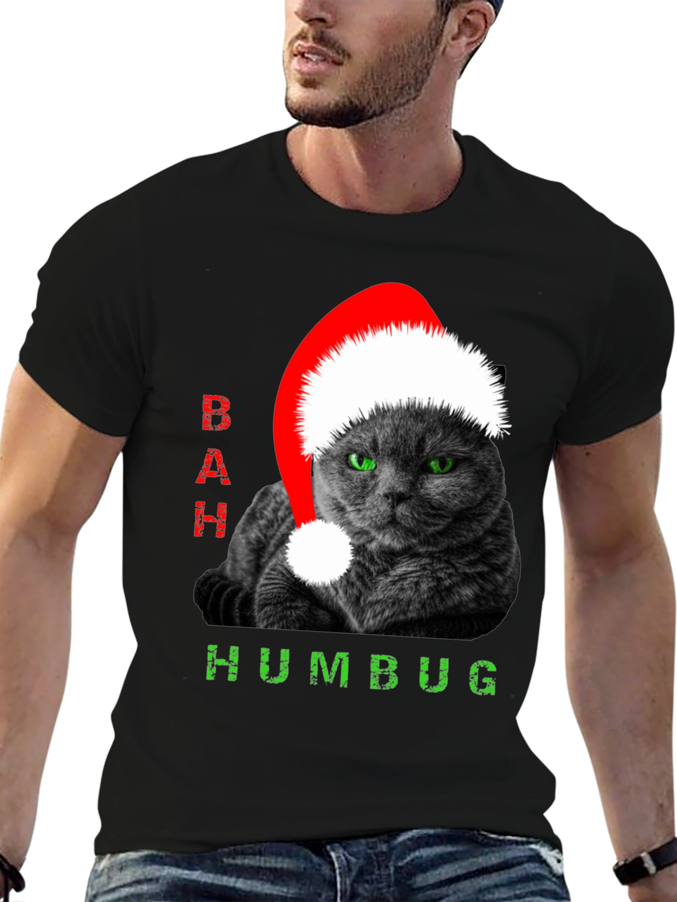 Bah Humbug Cat Christmas T-Shirt