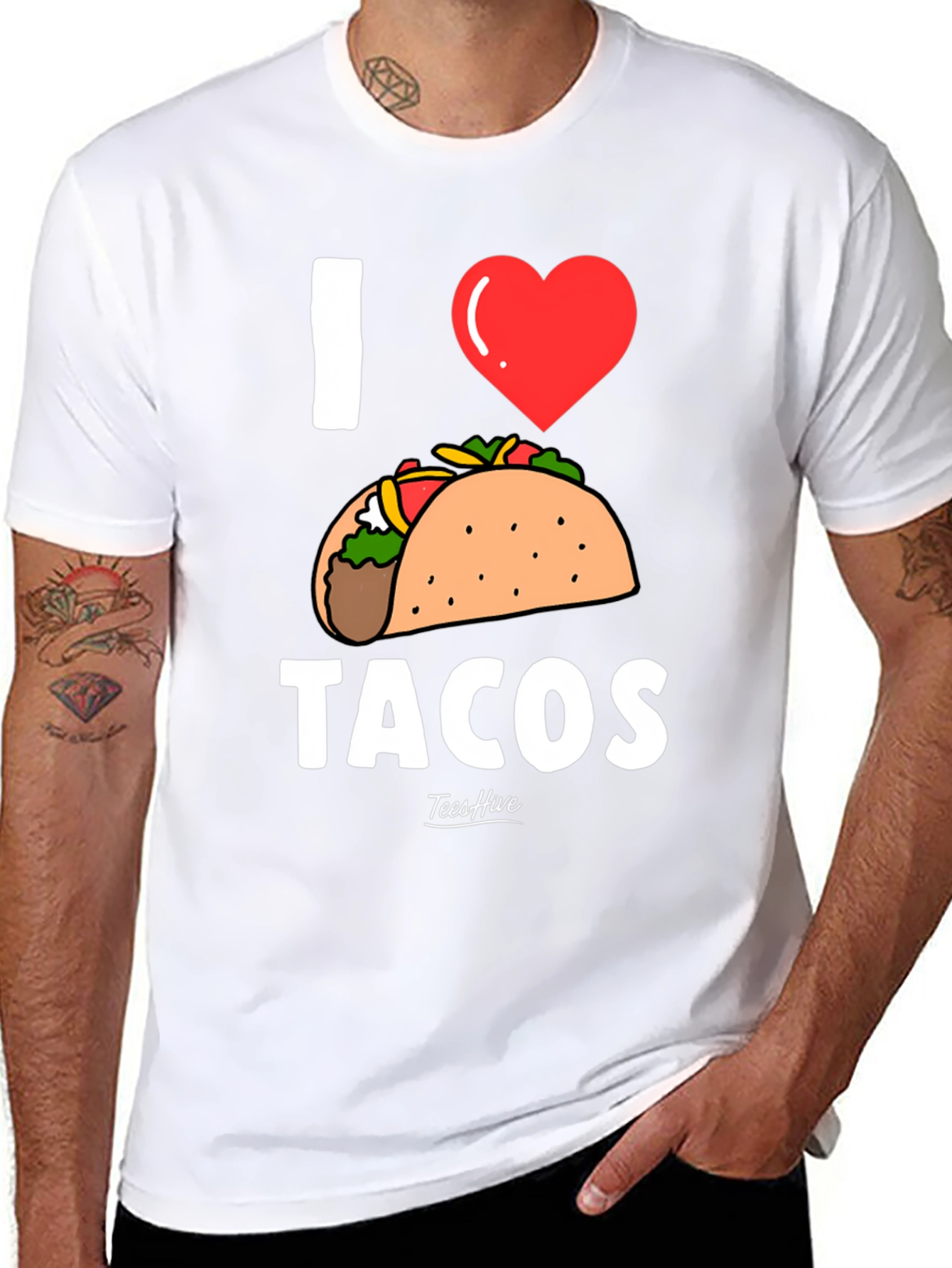 I Heart Tacos Graphic Tee - Black Cotton T-Shirt