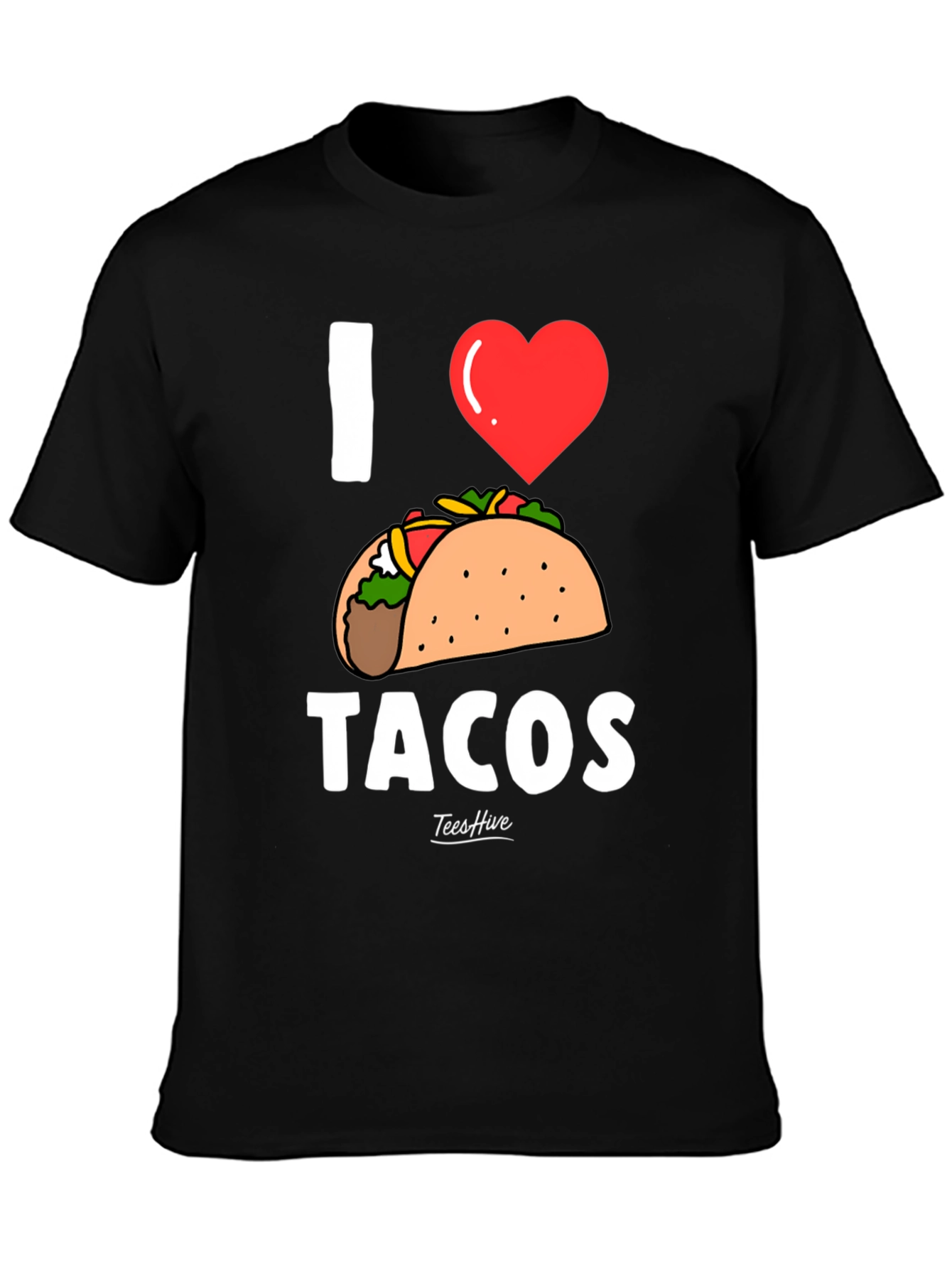 I Heart Tacos Graphic Tee - Black Cotton T-Shirt