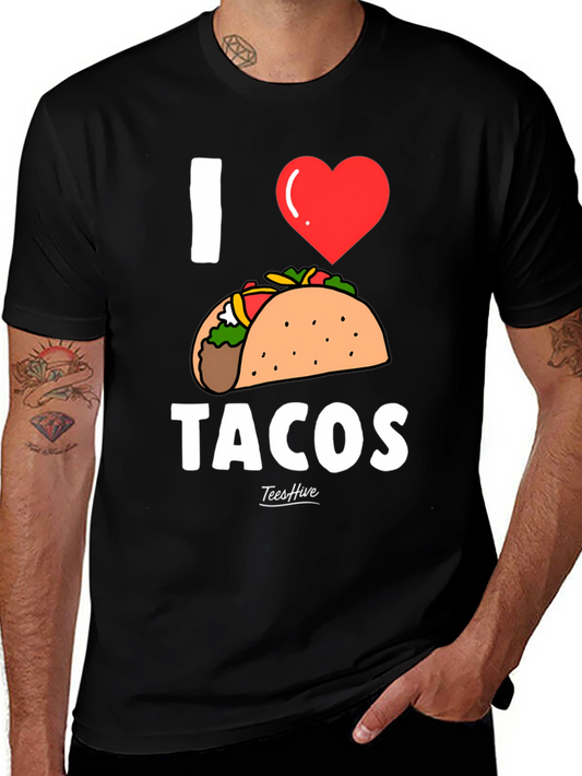 I Heart Tacos Graphic Tee - Black Cotton T-Shirt