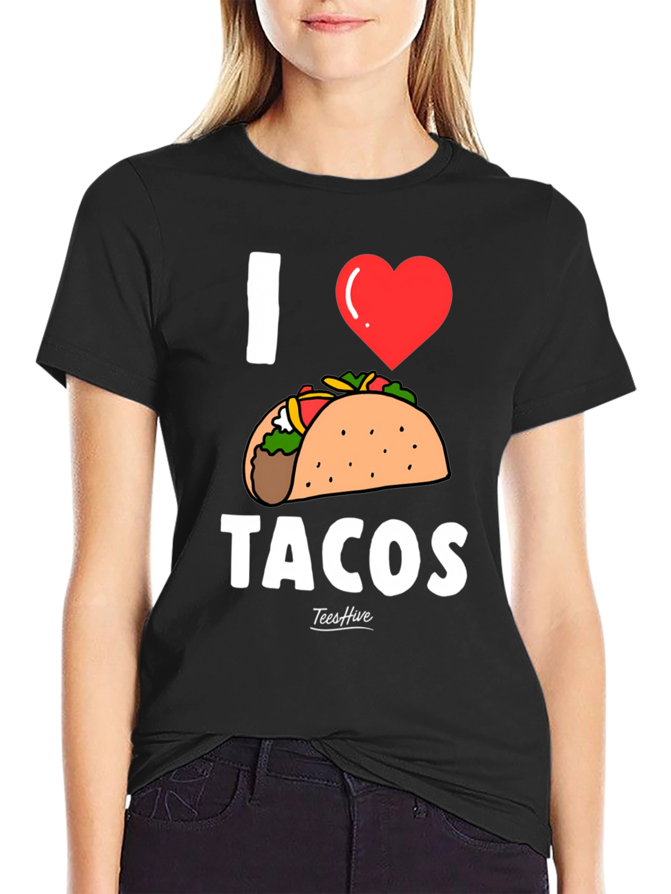 I Heart Tacos Graphic Tee - Black Cotton T-Shirt