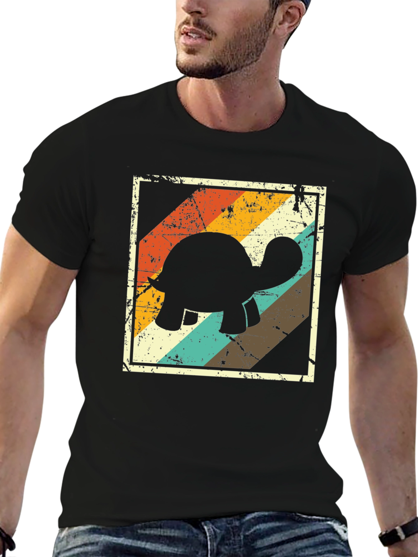 Retro Turtle Graphic Tee - Black