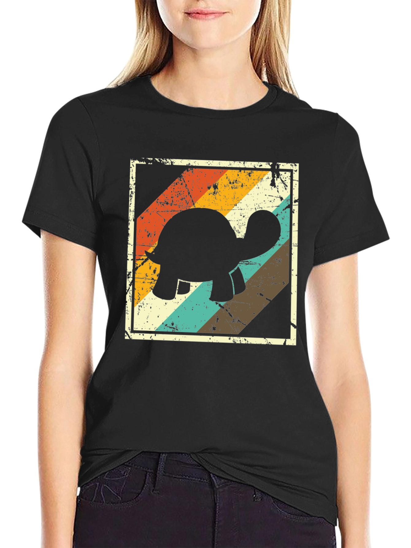 Retro Turtle Graphic Tee - Black