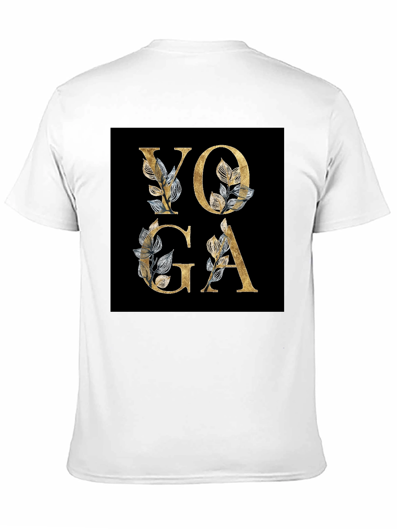 Yoga Floral Design Black T-Shirt