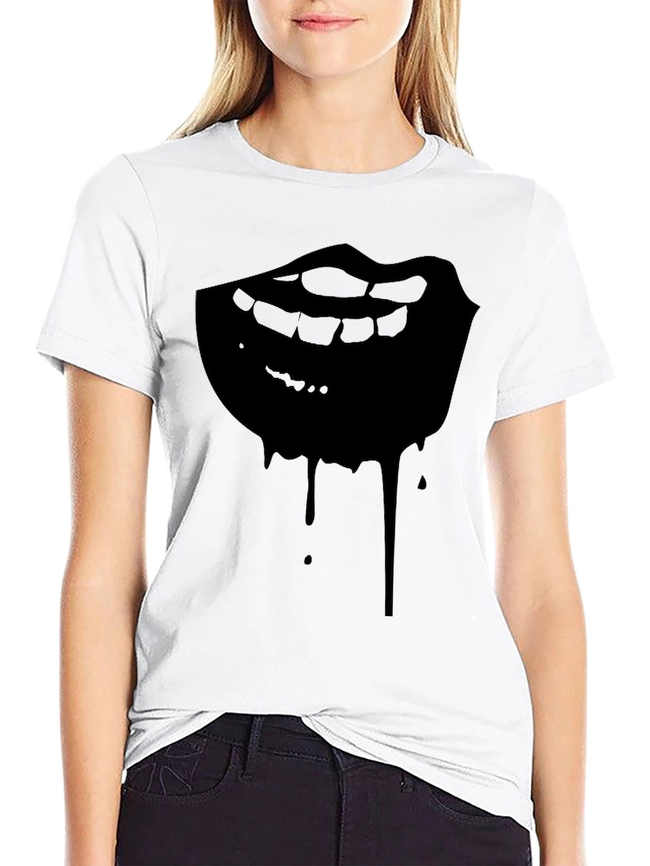 Dripping Lips Graphic Tee - Mens Black T-Shirt