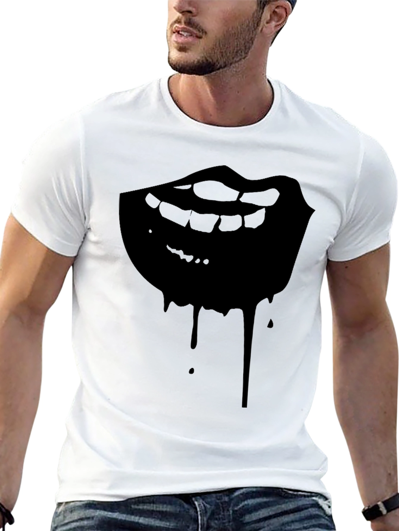 Dripping Lips Graphic Tee - Mens Black T-Shirt