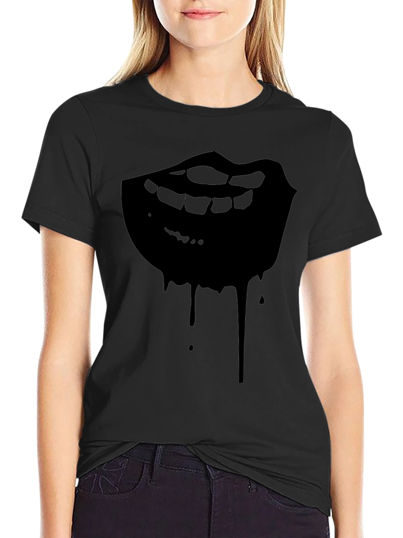 Dripping Lips Graphic Tee - Mens Black T-Shirt