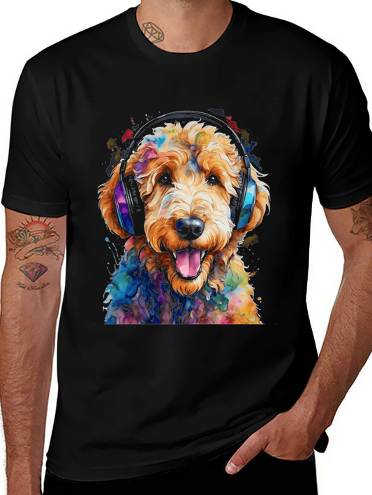 Dog with Headphones T-Shirt - Colorful Graphic Tee