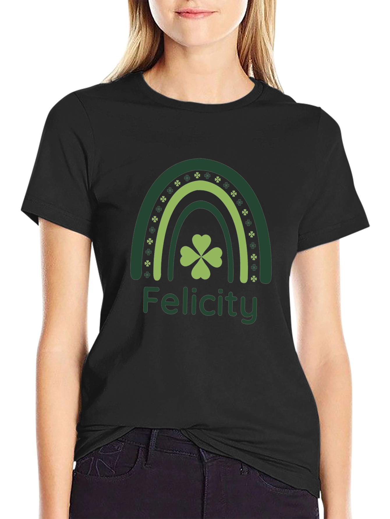 Felicity St. Patricks Day Rainbow Clover T-Shirt