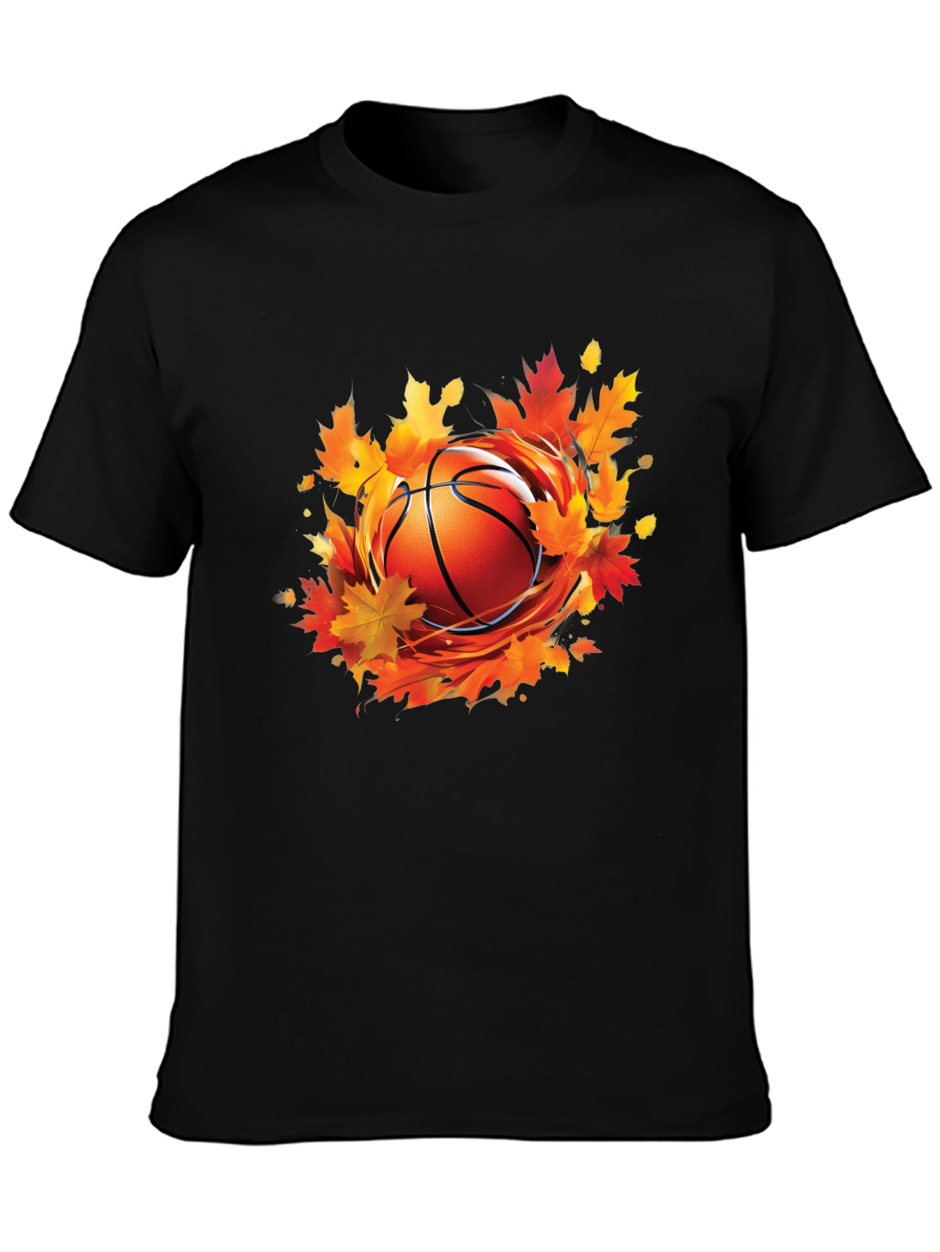 Fall Basketball Graphic Tee - Autumn Leaves