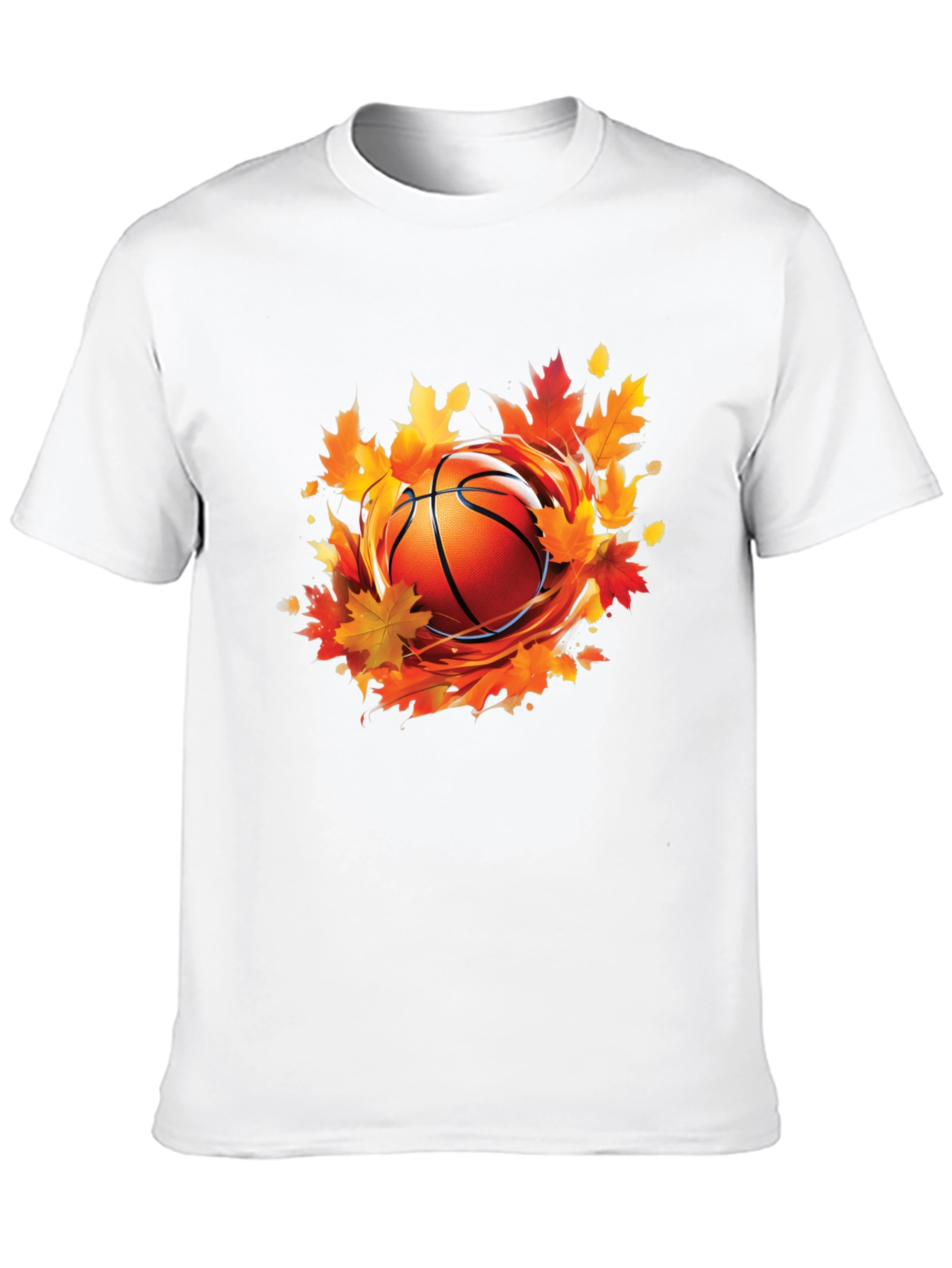 Fall Basketball Graphic Tee - Autumn Leaves