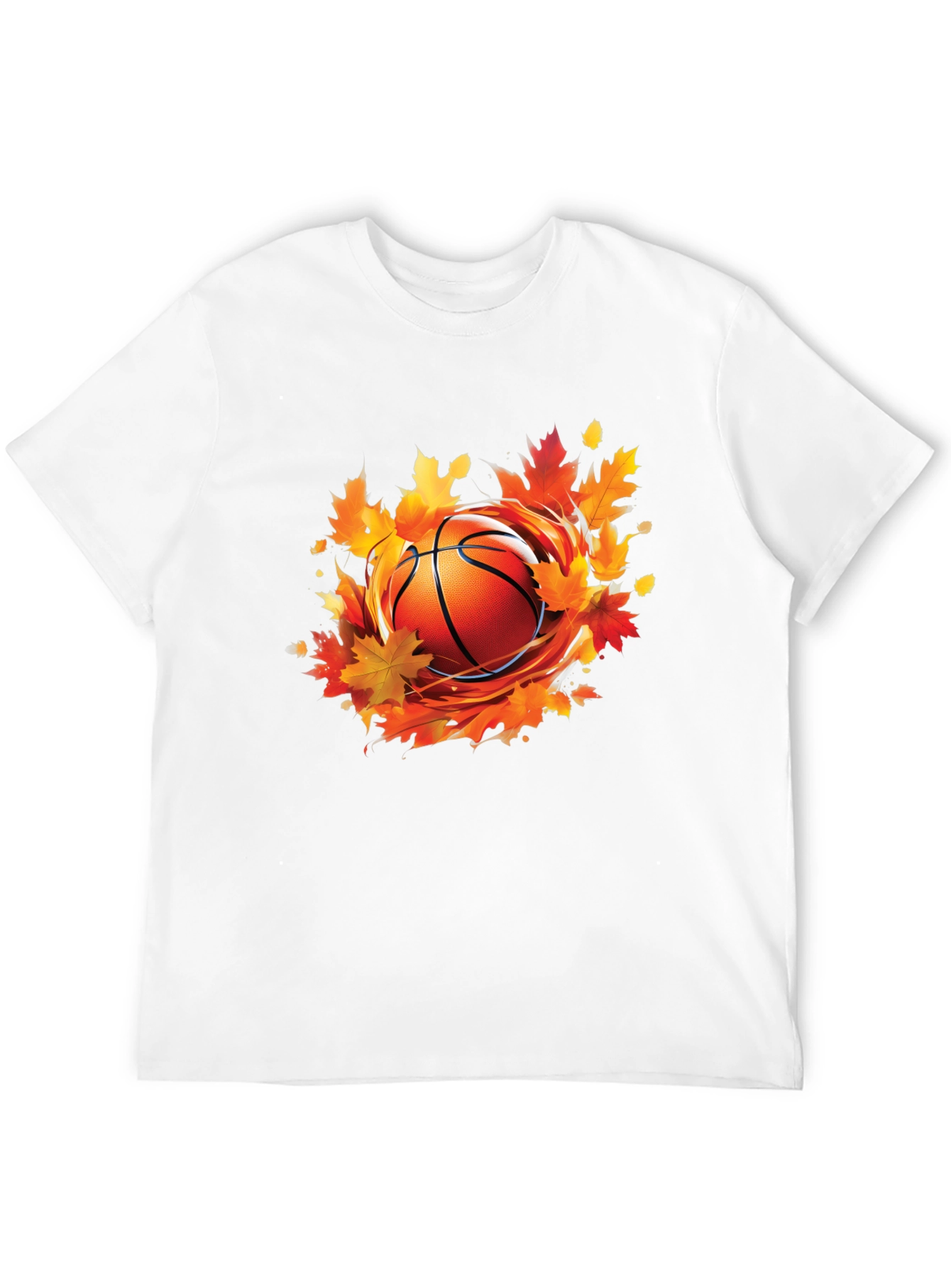 Fall Basketball Graphic Tee - Autumn Leaves