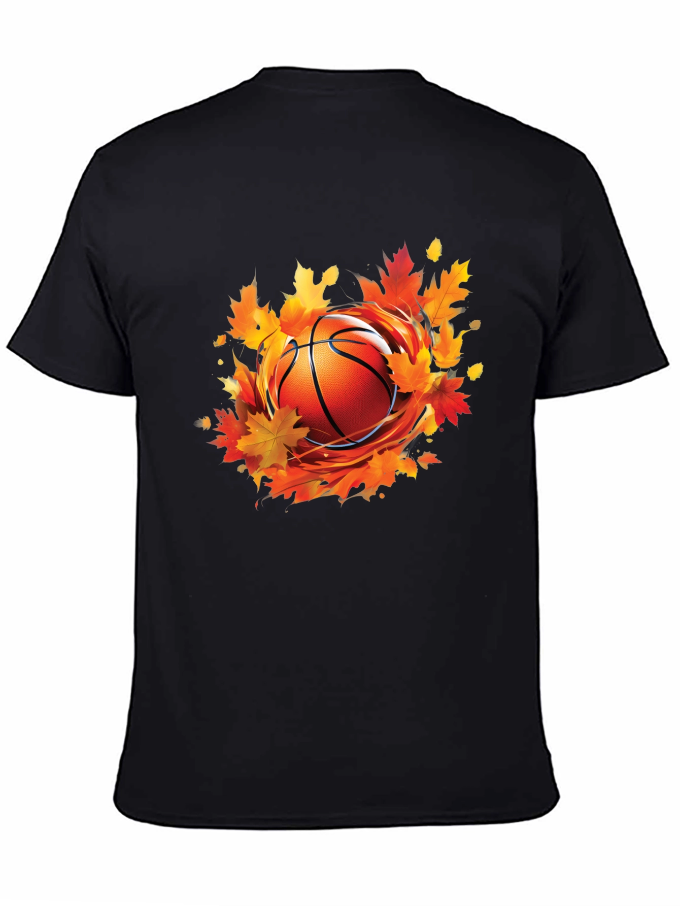 Fall Basketball Graphic Tee - Autumn Leaves