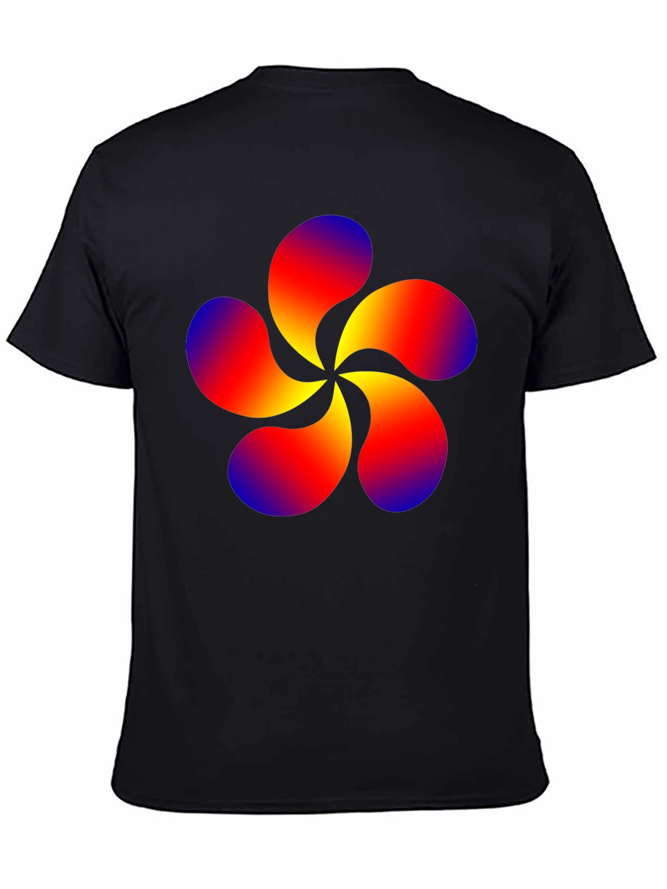 Abstract Swirl Flower Graphic Black T-Shirt