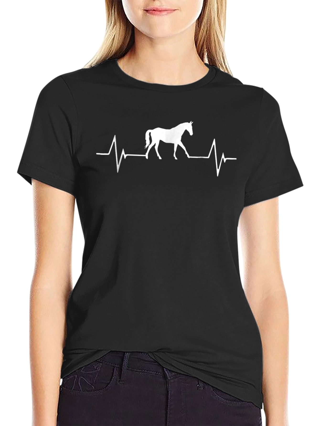 Horse Heartbeat Graphic Tee - Equestrian Style