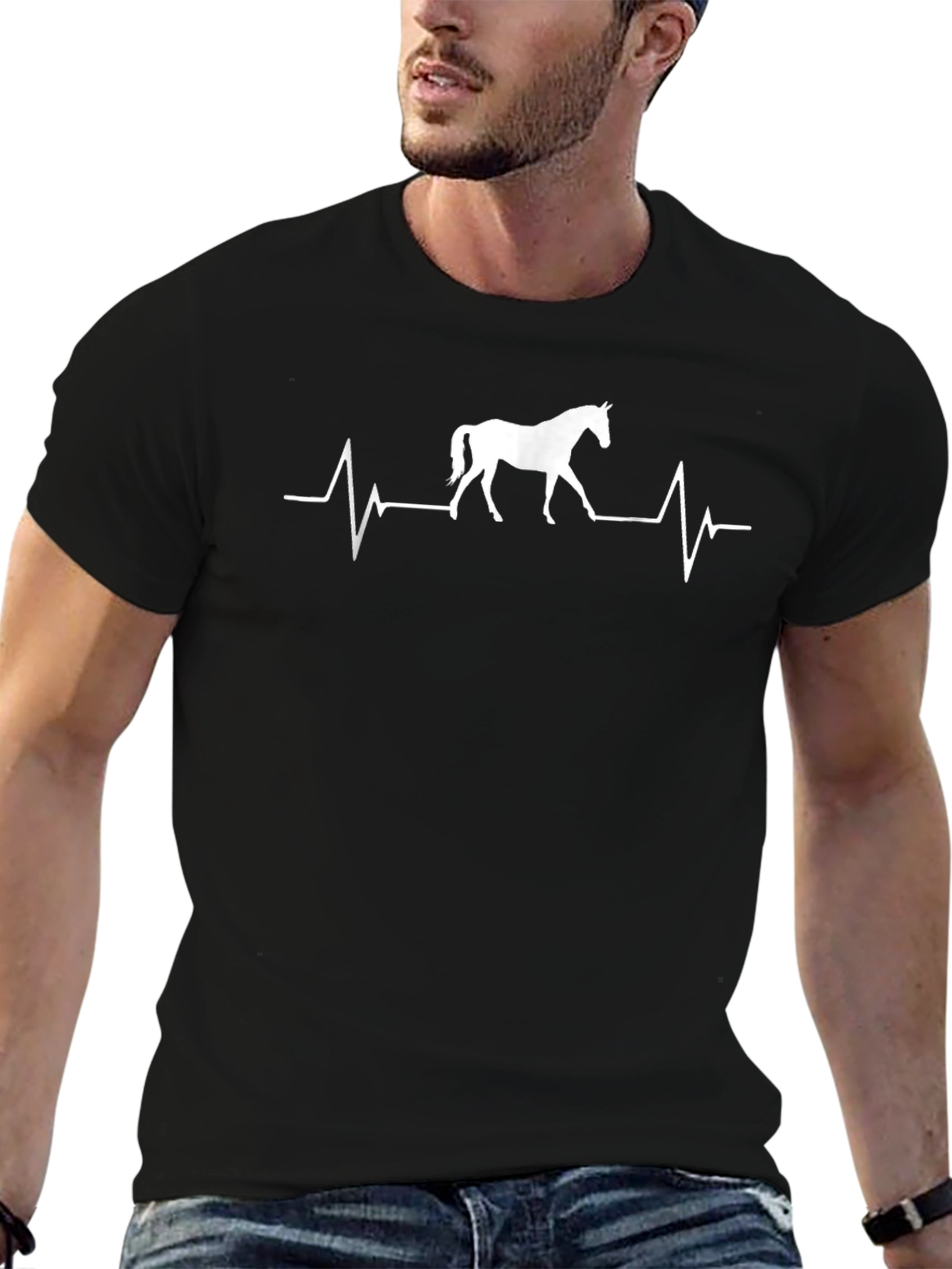 Horse Heartbeat Graphic Tee - Equestrian Style