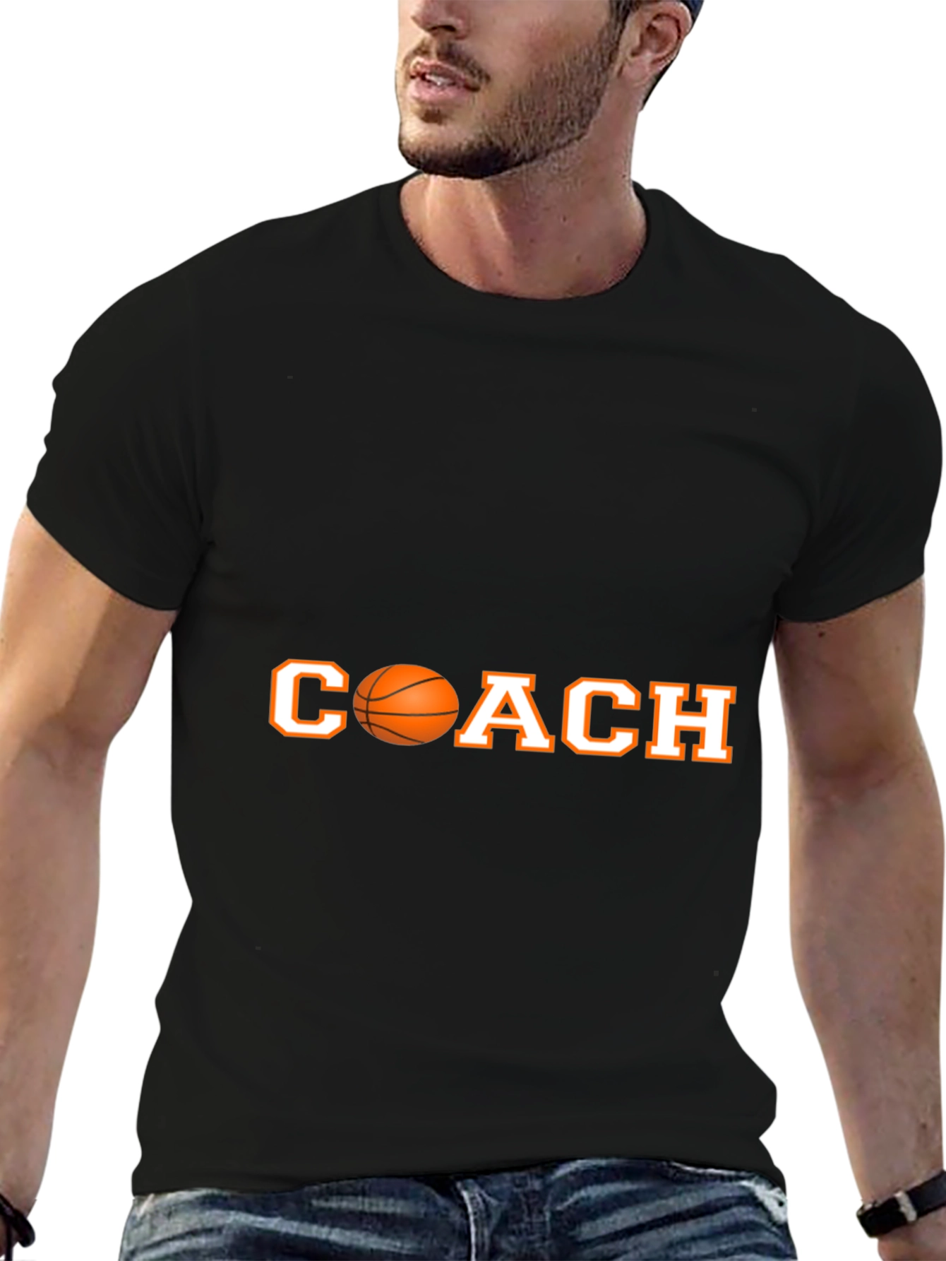 Basketball Coach T-Shirt - Black Cotton Tee