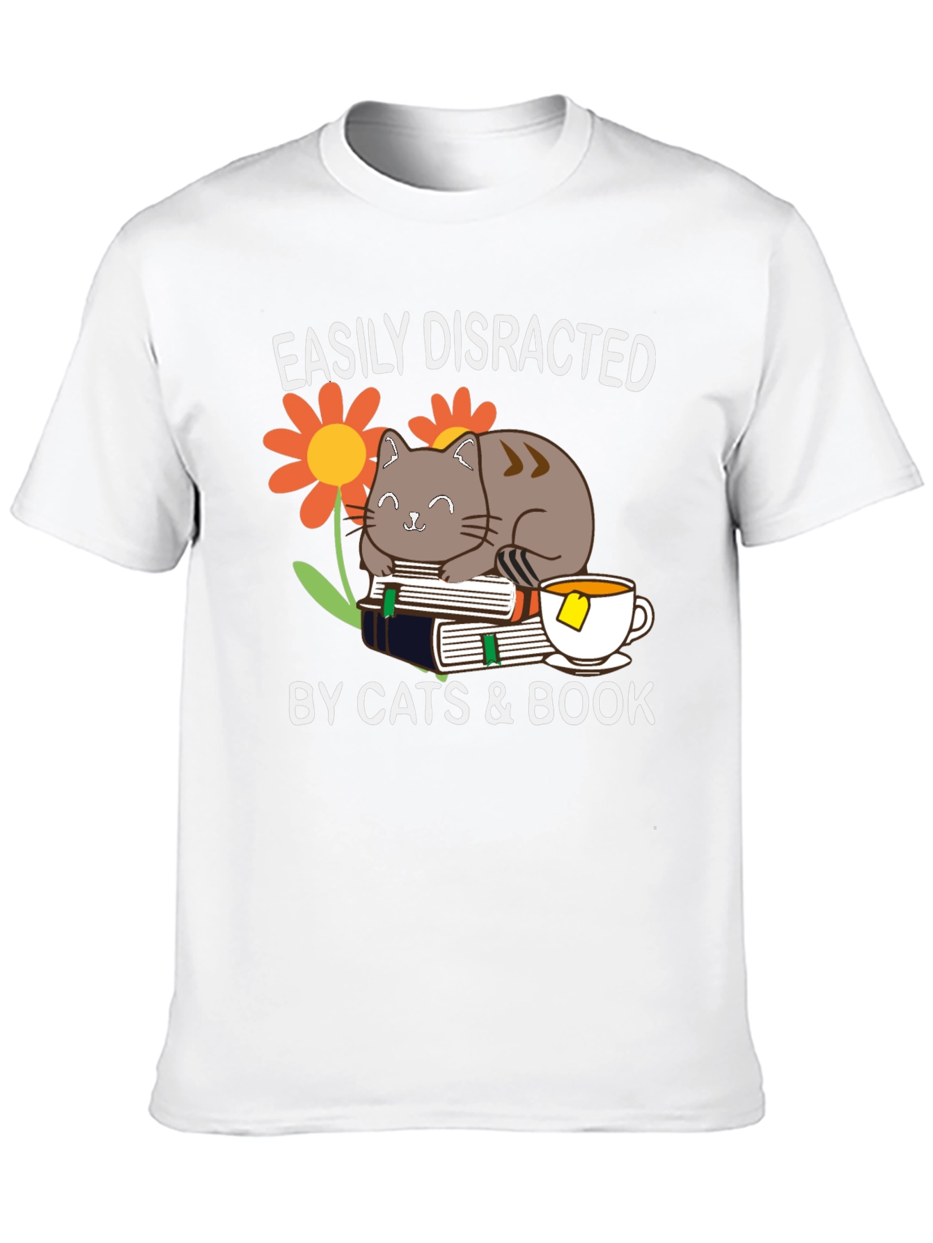 Easily Distracted By Cats & Books T-Shirt