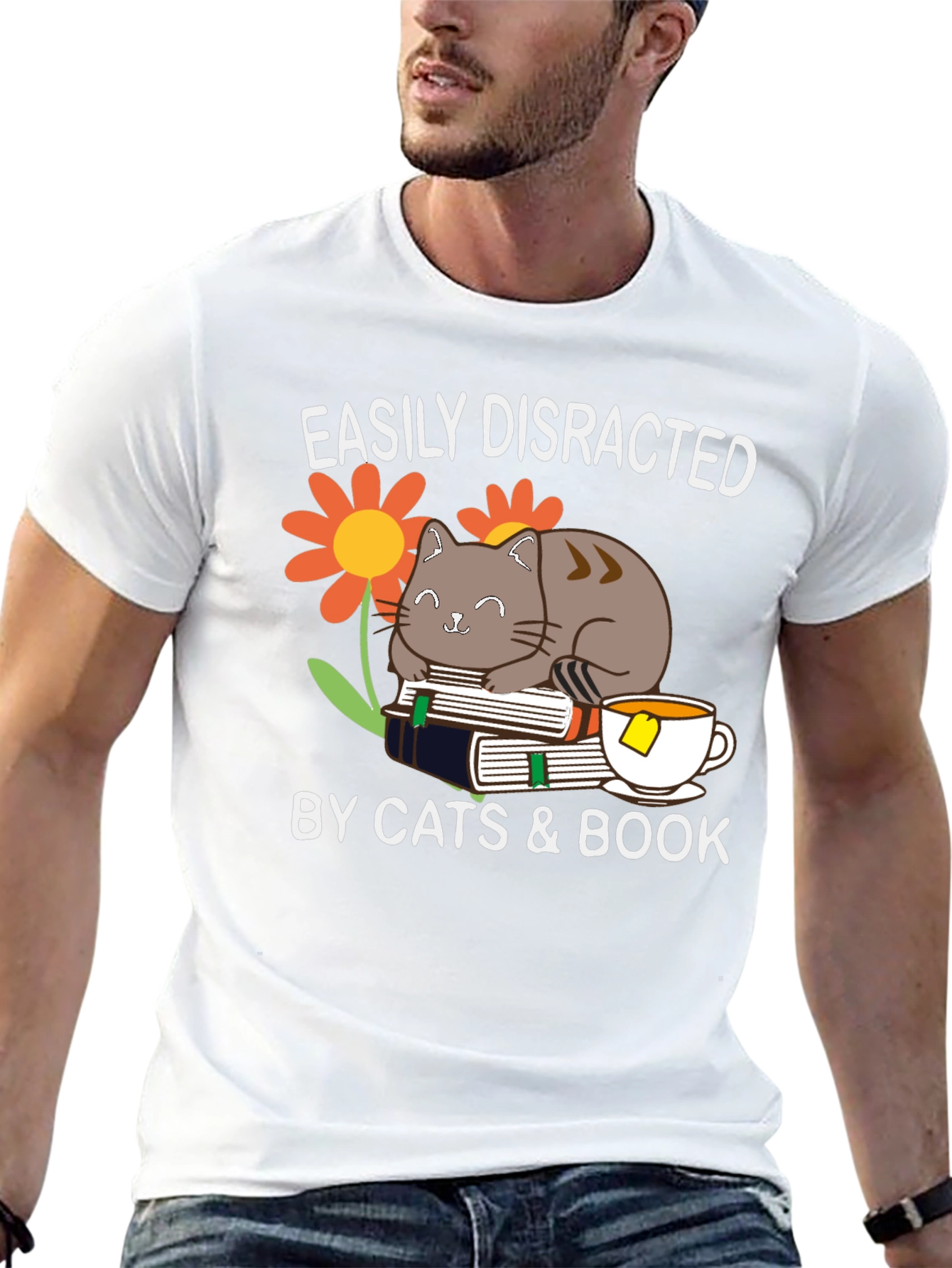 Easily Distracted By Cats & Books T-Shirt