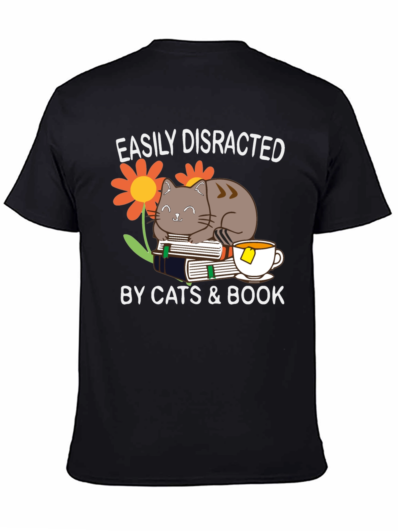 Easily Distracted By Cats & Books T-Shirt